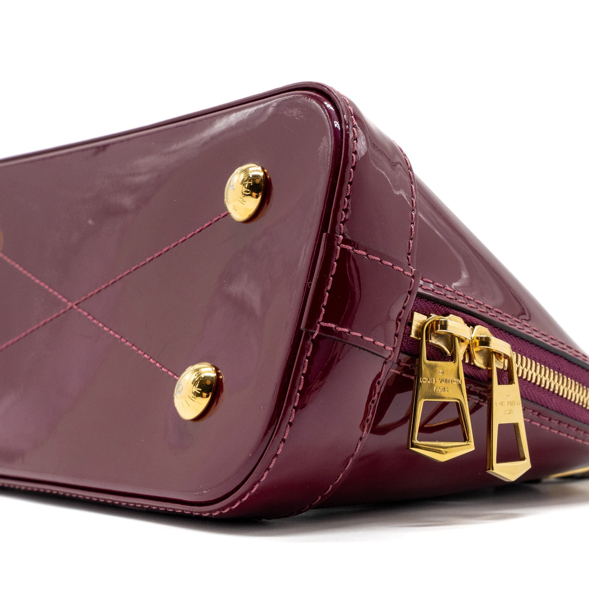 LOUIS VUITTON ALMA BB VERNI MIROIR PATENT DARK PINK GHW