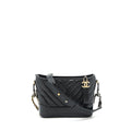 CHANEL CHEVRON GABRIELLE HOBO BAG BLACK WITH GOLD AND SILVER HARDWARE