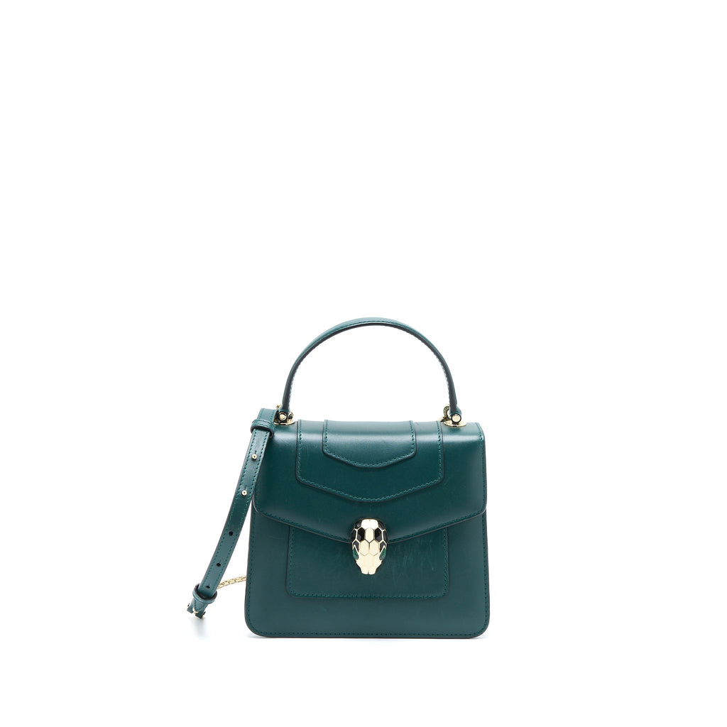 BVLGARI TOP HANDLE SERPENTI BAG CALFSKIN GREEN LGHW
