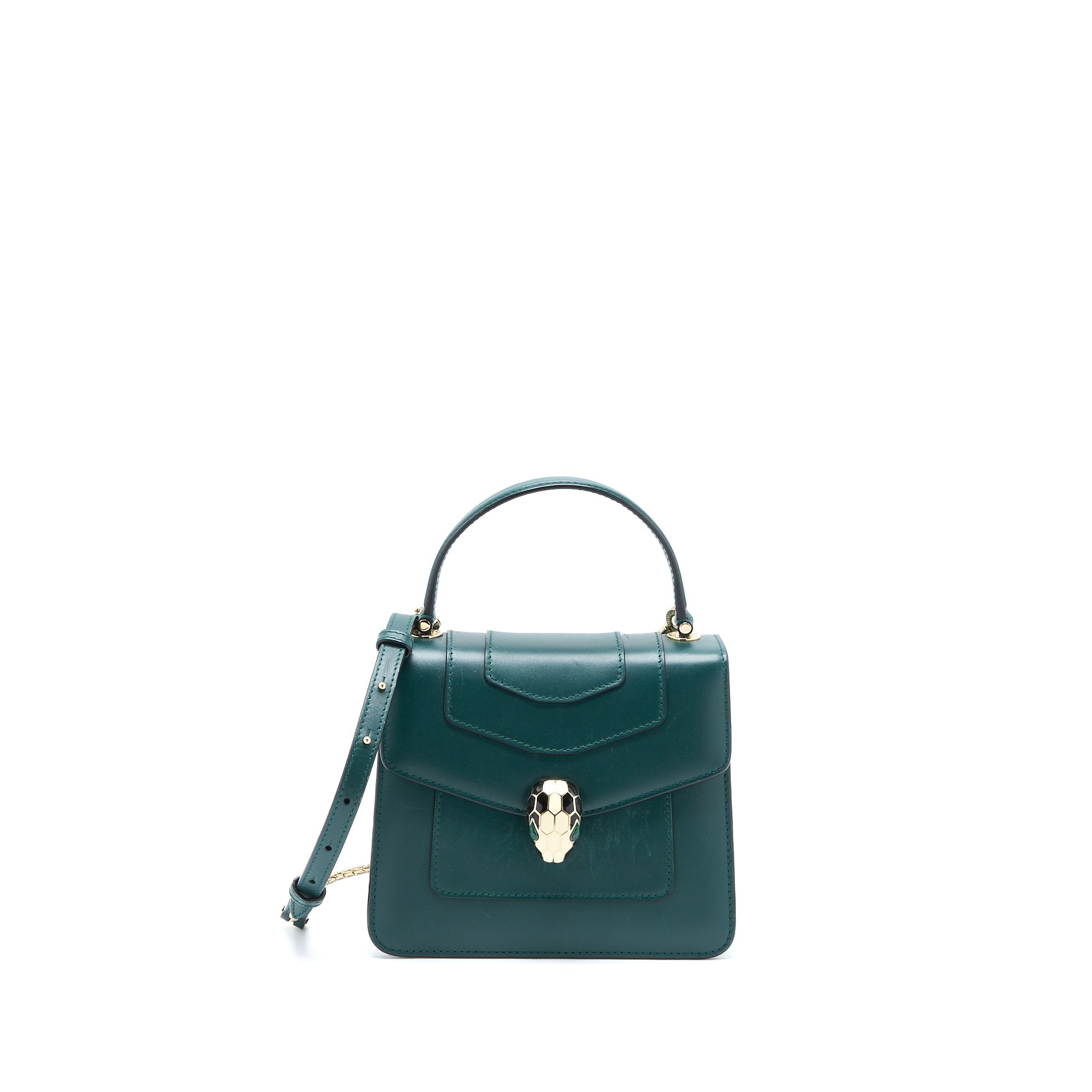 BVLGARI TOP HANDLE SERPENTI BAG CALFSKIN GREEN LGHW