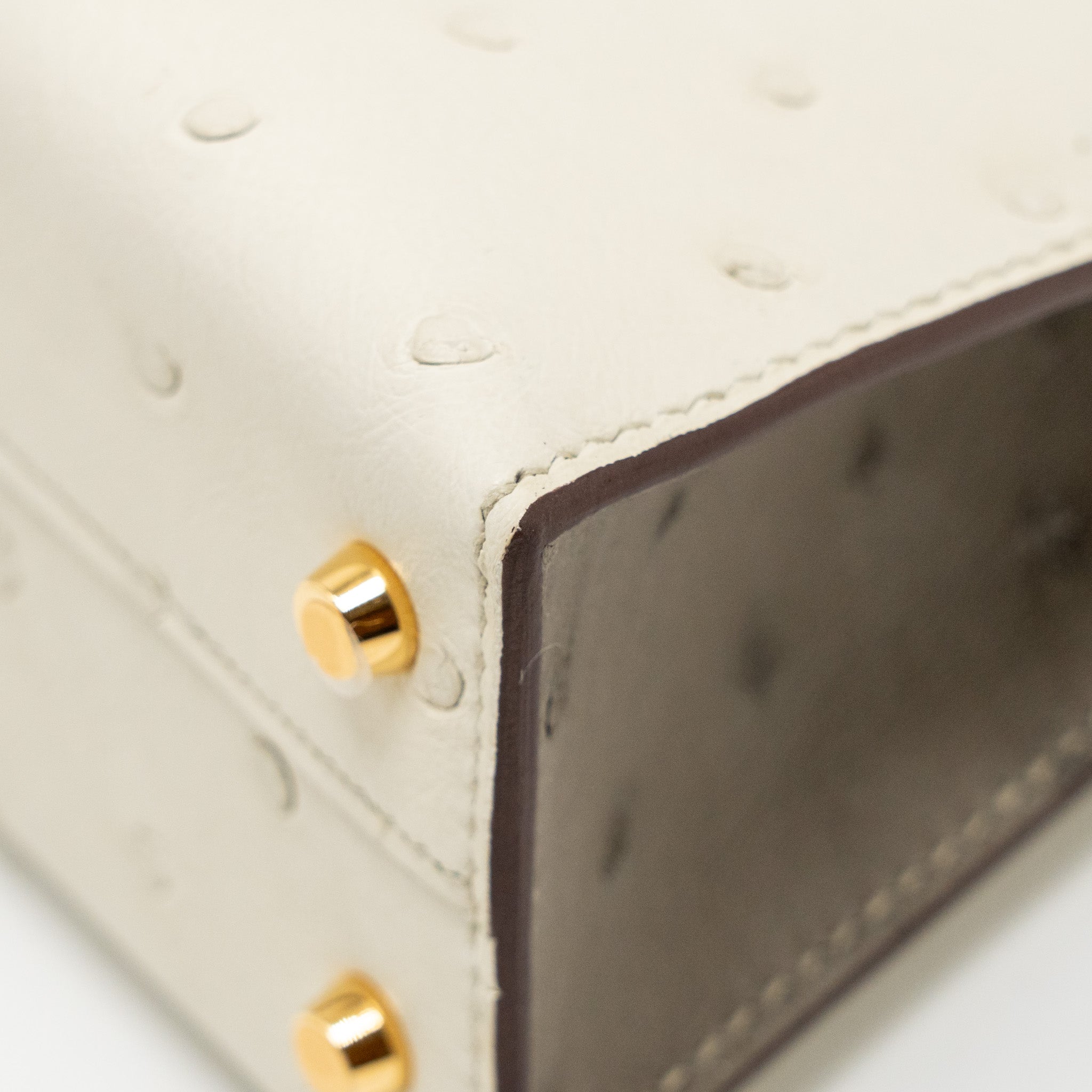 HERMES MINI KELLY II SPECIAL ORDER OSTRICH BETON / GRIS TOURTERELLE GHW