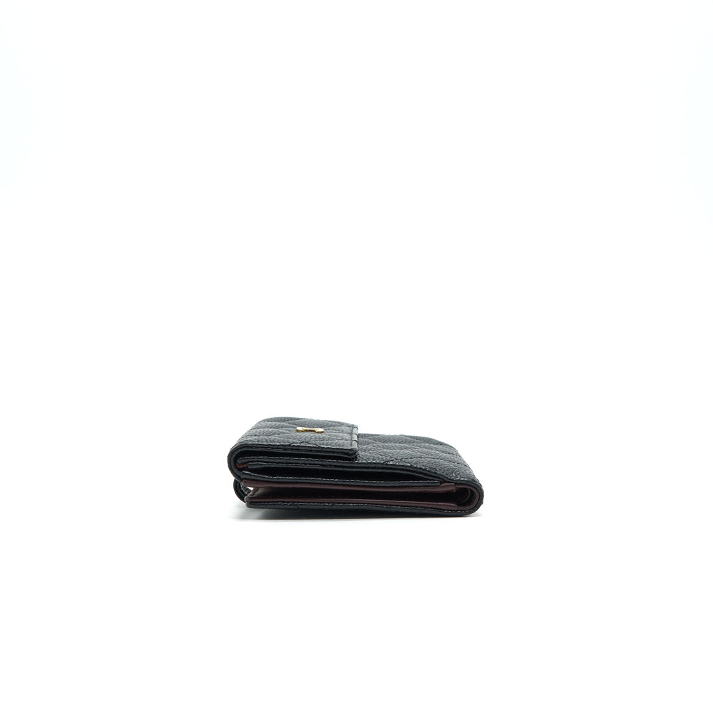 CHANEL QUILTED CAVIAR SMALL WALLET BLACK GHW