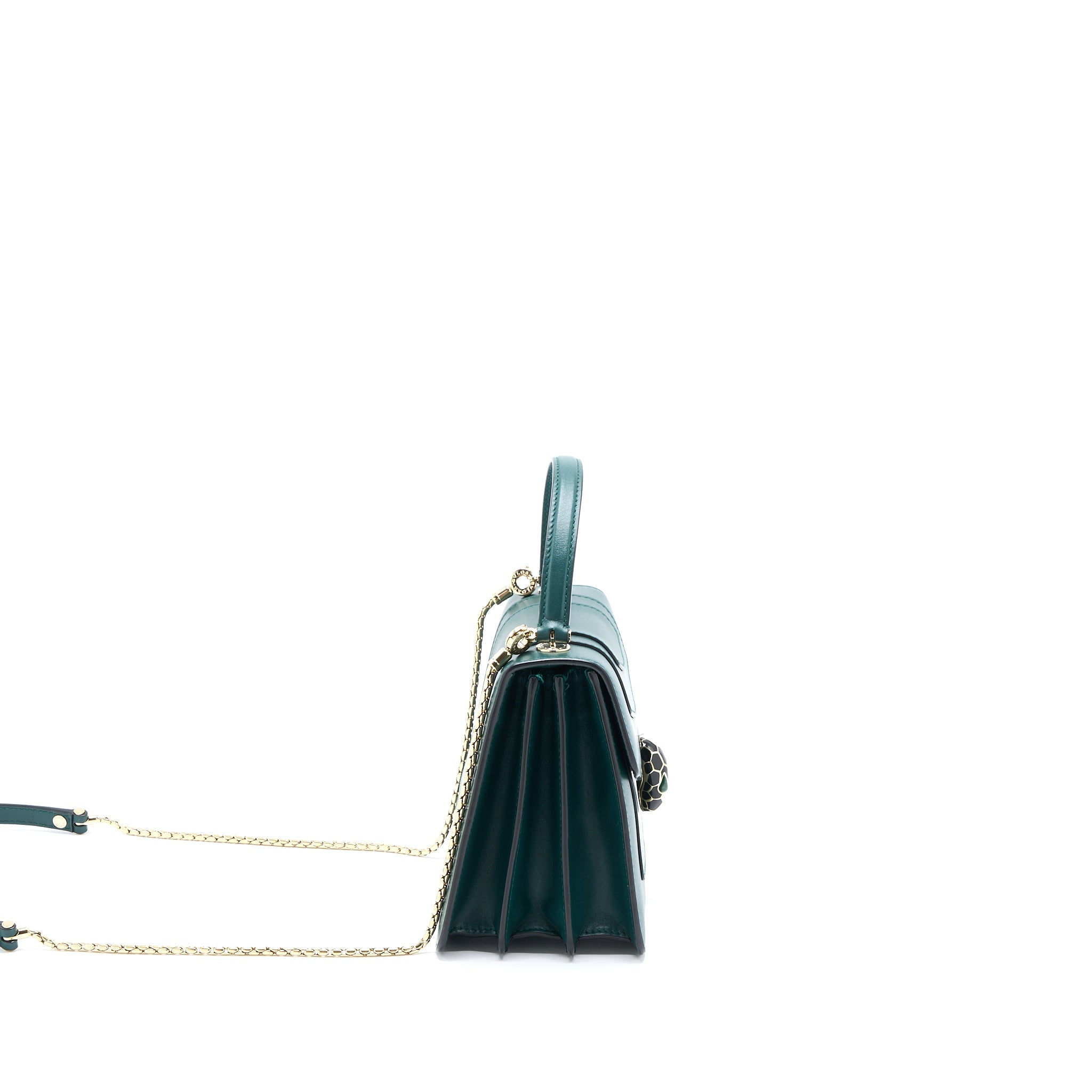 BVLGARI TOP HANDLE SERPENTI BAG CALFSKIN GREEN LGHW