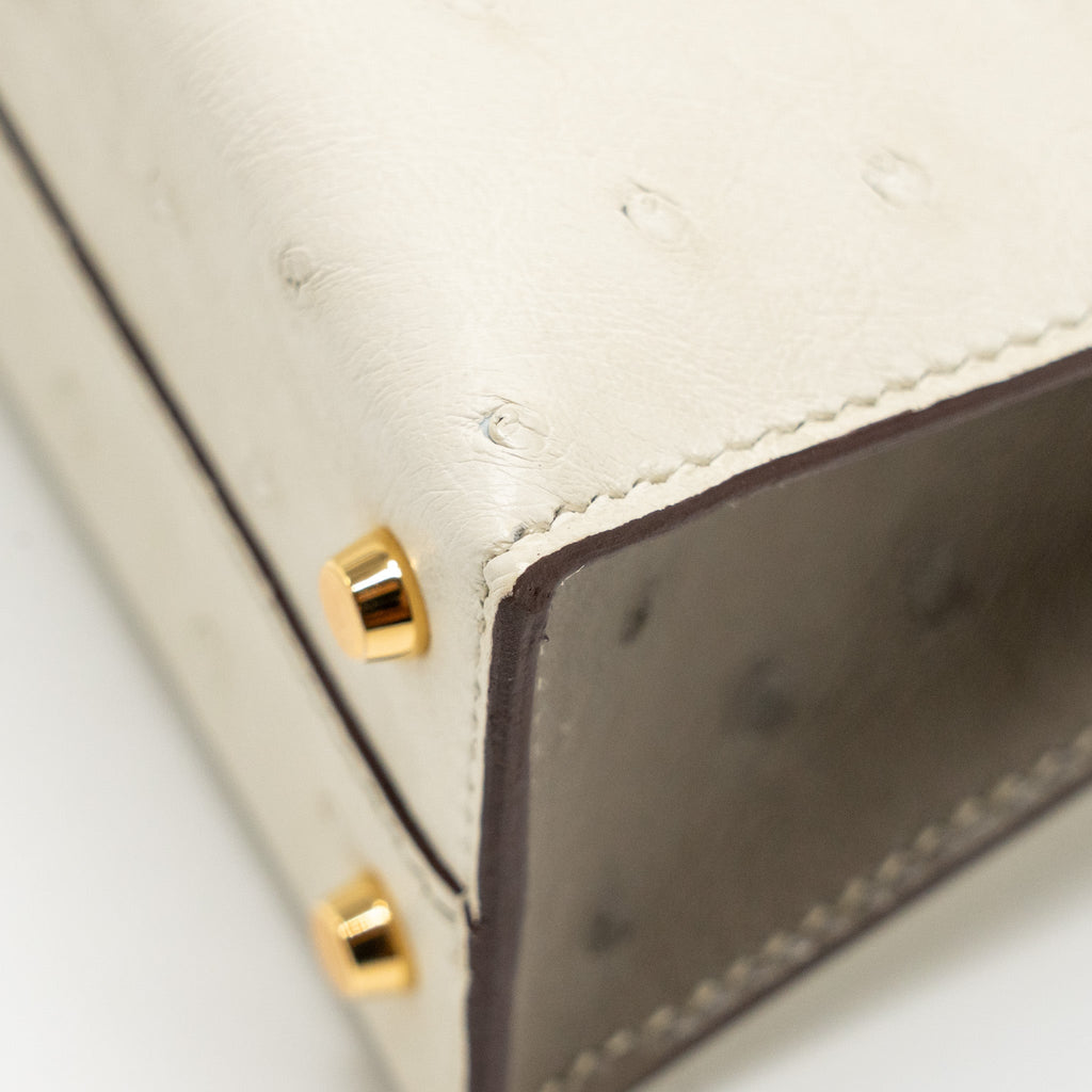 HERMES MINI KELLY II SPECIAL ORDER OSTRICH BETON / GRIS TOURTERELLE GHW