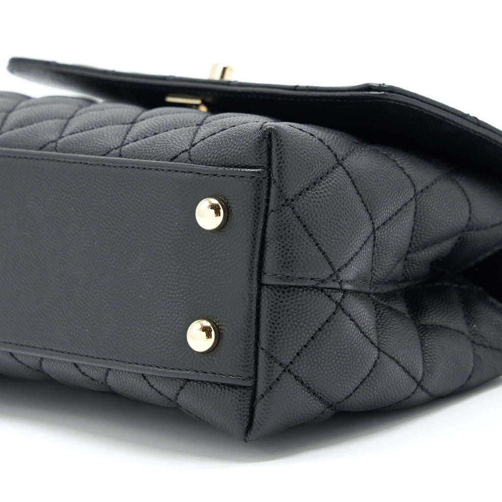 CHANEL SMALL COCO HANDLE CAVIAR BLACK LGHW (MICROCHIP)