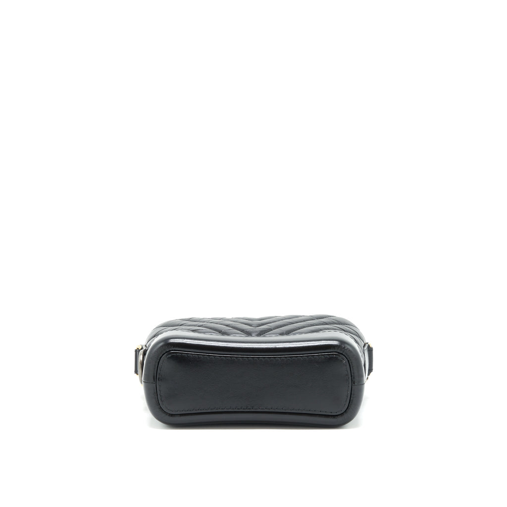 CHANEL CHEVRON GABRIELLE HOBO BAG BLACK WITH GOLD AND SILVER HARDWARE