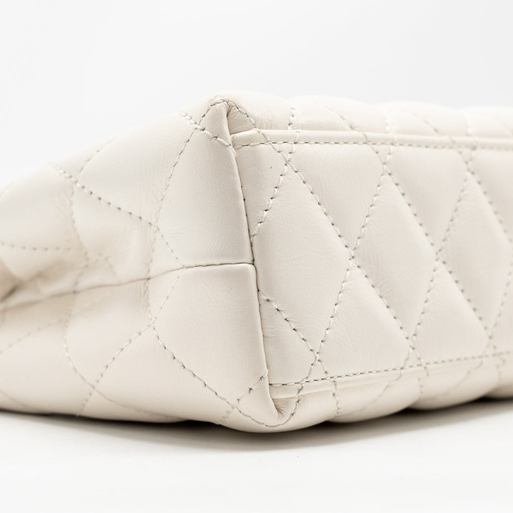 CHANEL MINI KELLY SHOPPING TOTE BAG CALFSKIN WHITE GHW (MICROCHIP)