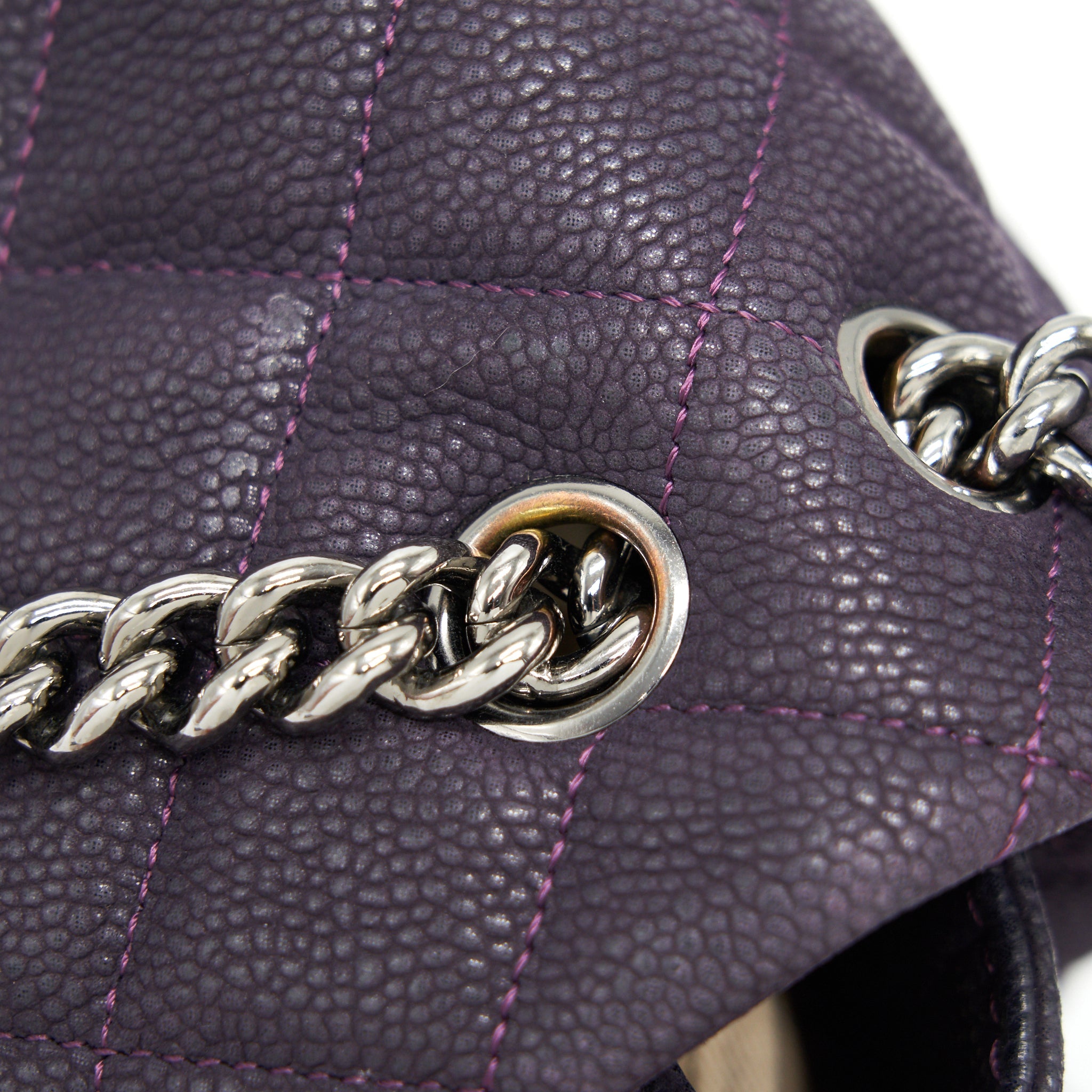 CHANEL FLAP TOTE BAG WITH CHAIN CAVIAR IN PURPLE SHW