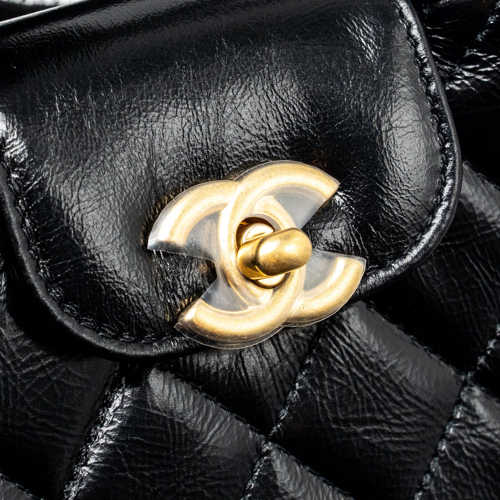 CHANEL 24P MINI NANO KELLY SHOPPER CALFSKIN BLACK GHW (MICROCHIP)