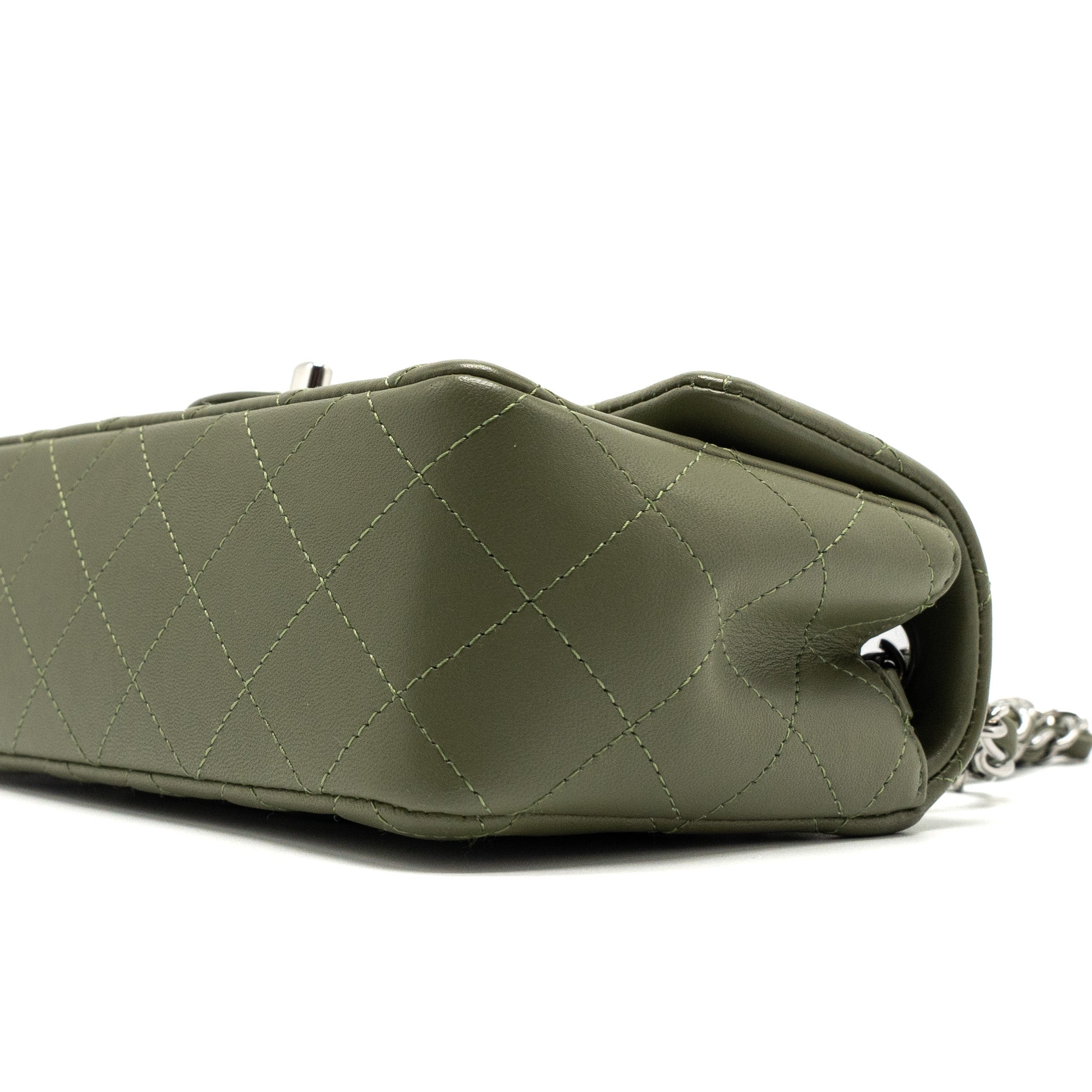 CHANEL MINI RECTANGULAR FLAP BAG LAMBSKIN GREEN SHW (MICROCHIP)