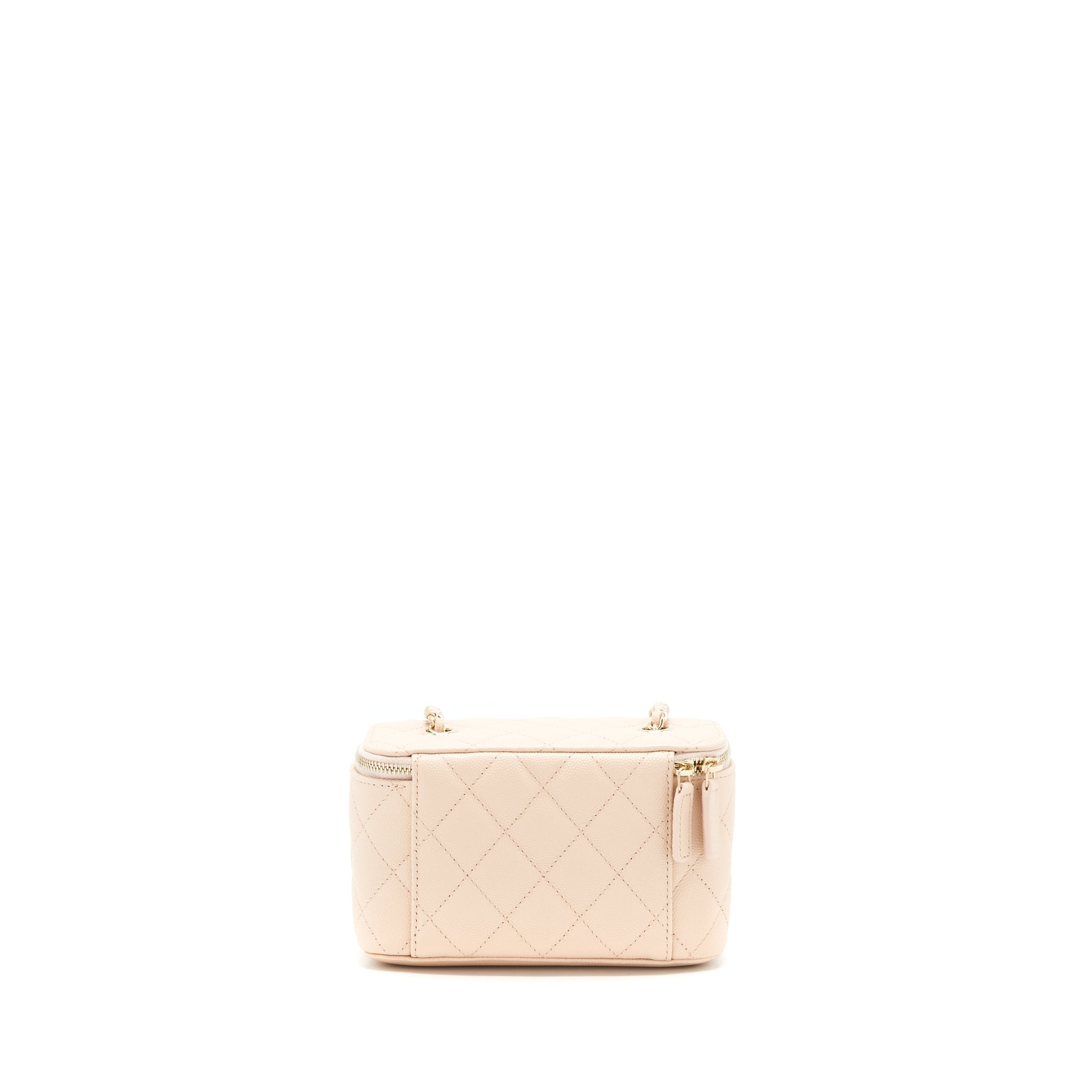 CHANEL 22C LONG VANITY WITH CHAIN CAVIAR BEIGE LGHW