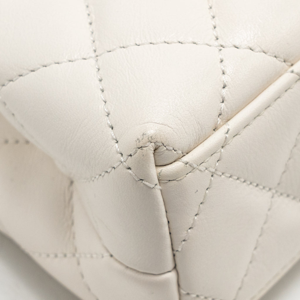 CHANEL MINI KELLY SHOPPING TOTE BAG CALFSKIN WHITE GHW (MICROCHIP)