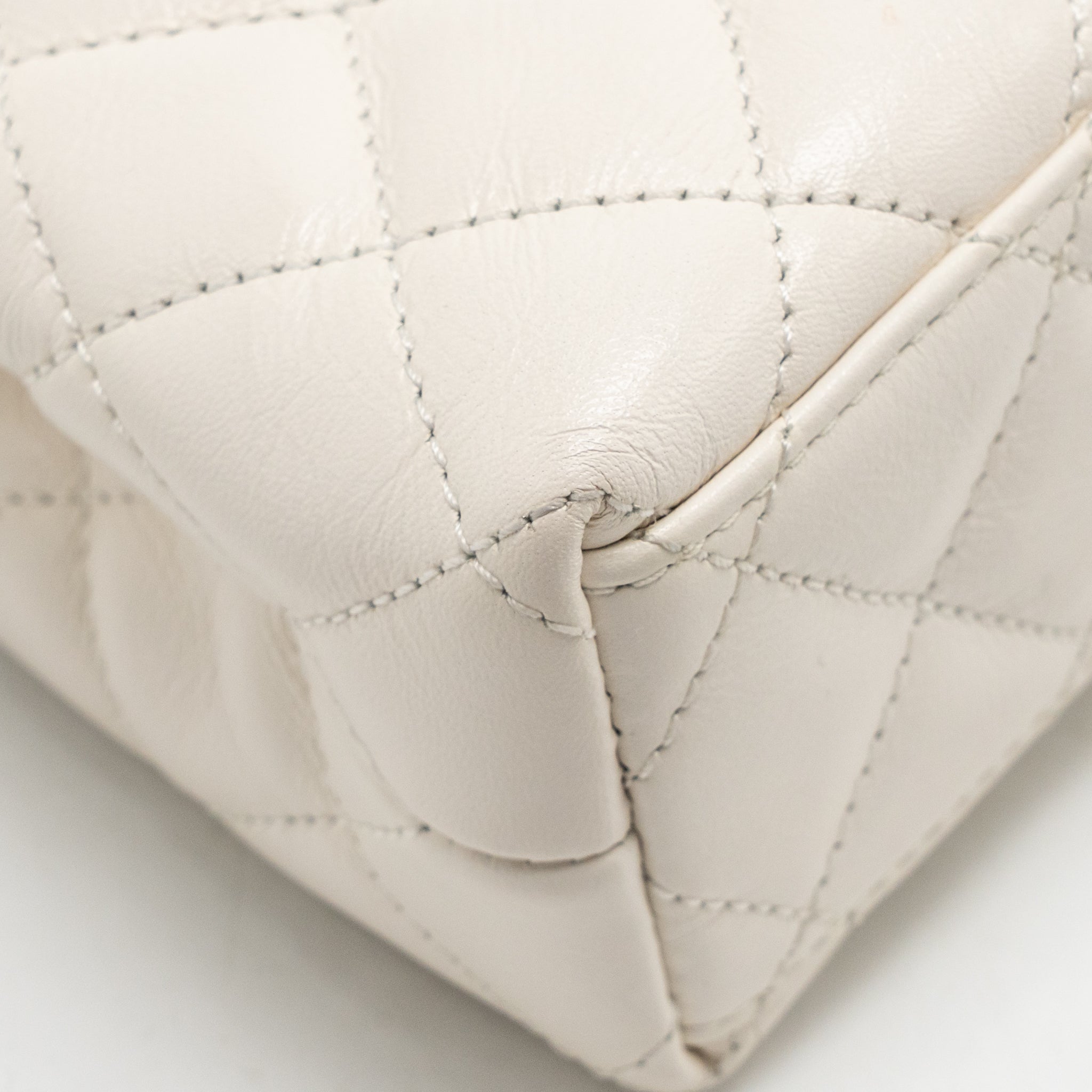 CHANEL MINI KELLY SHOPPING TOTE BAG CALFSKIN WHITE GHW (MICROCHIP)