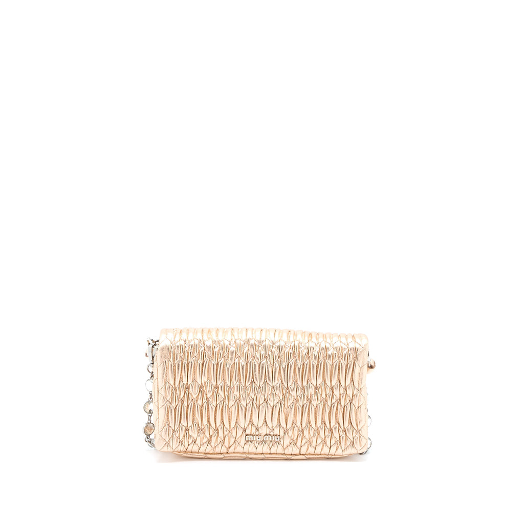 MIUMIU CRYSTAL SHOULDER BAG NAPPA CIPRIA LAME SHW