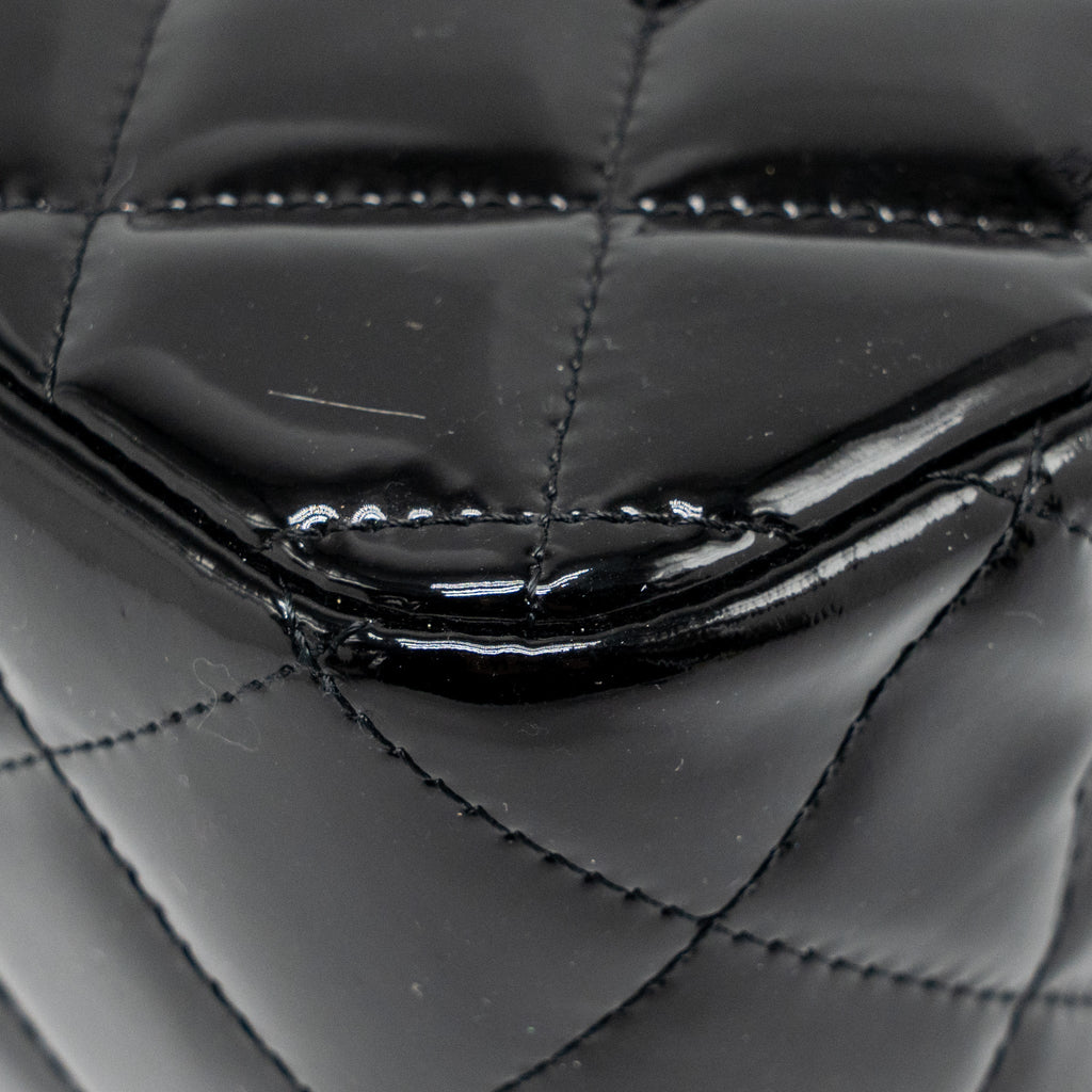 CHANEL JUMBO CLASSIC DOUBLE FLAP BAG PATENT BLACK SHW
