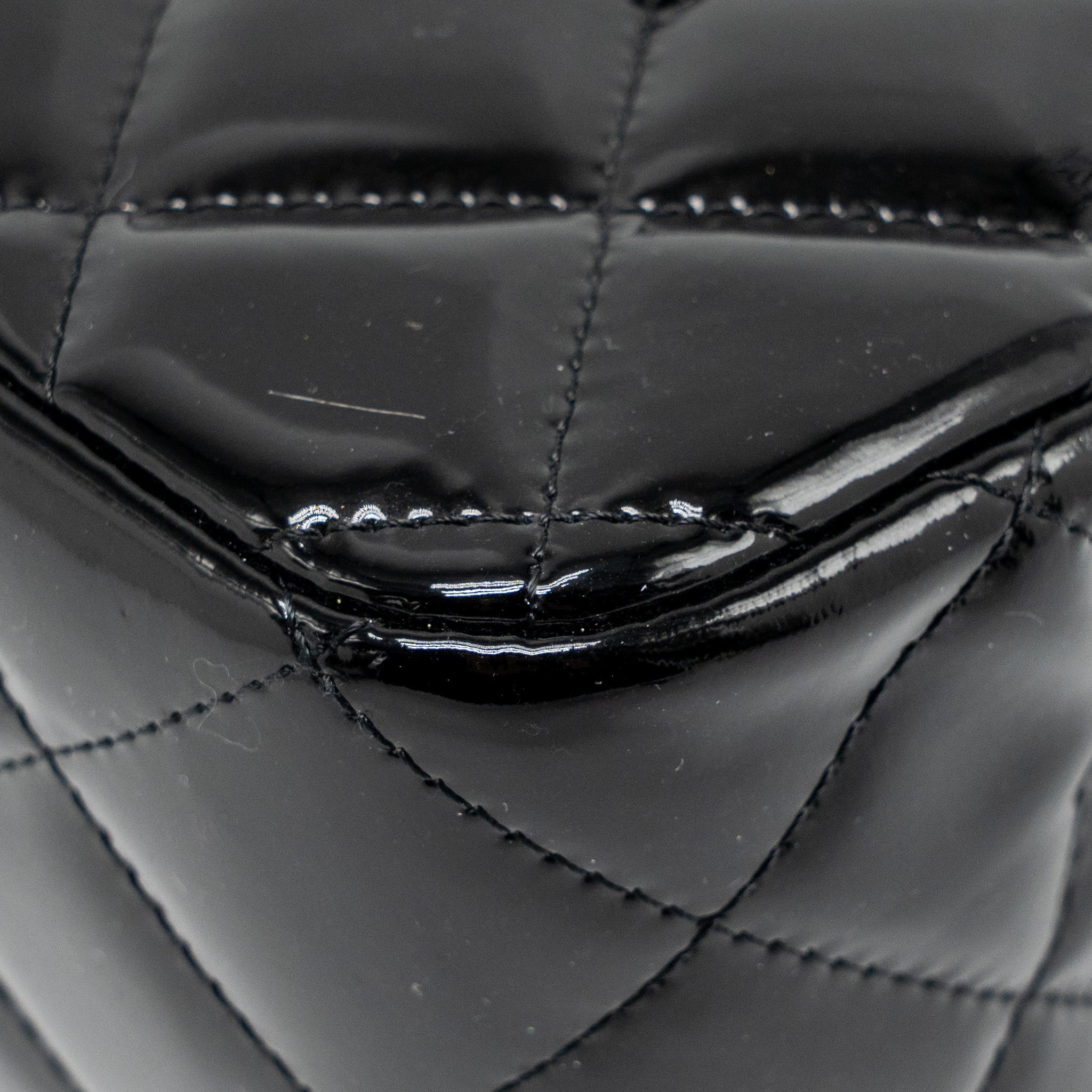 CHANEL JUMBO CLASSIC DOUBLE FLAP BAG PATENT BLACK SHW