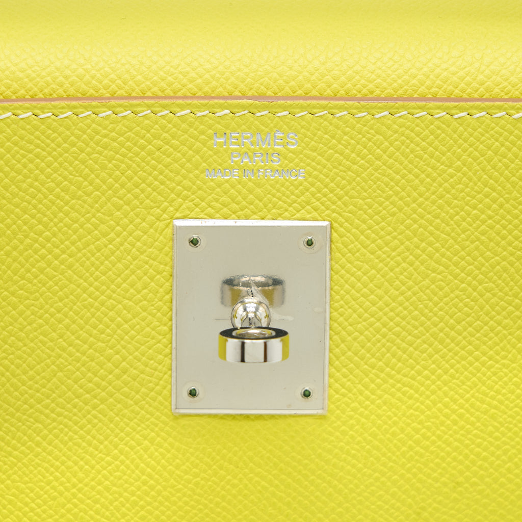 HERMES KELLY 32 EPSOM LIME/GRIS PERLE SHW