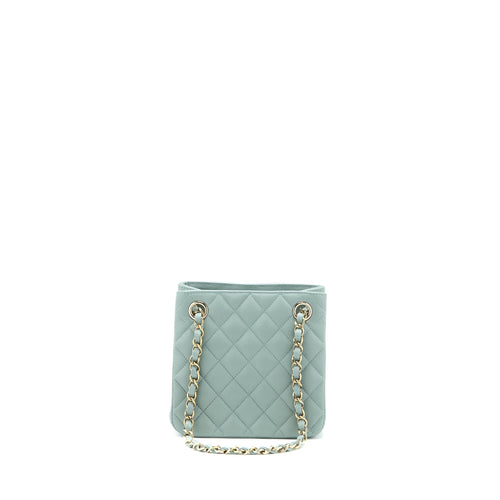 CHANEL 23C MINI BUCKET CAVIAR LIGHT GREY LGHW (MICROCHIP)