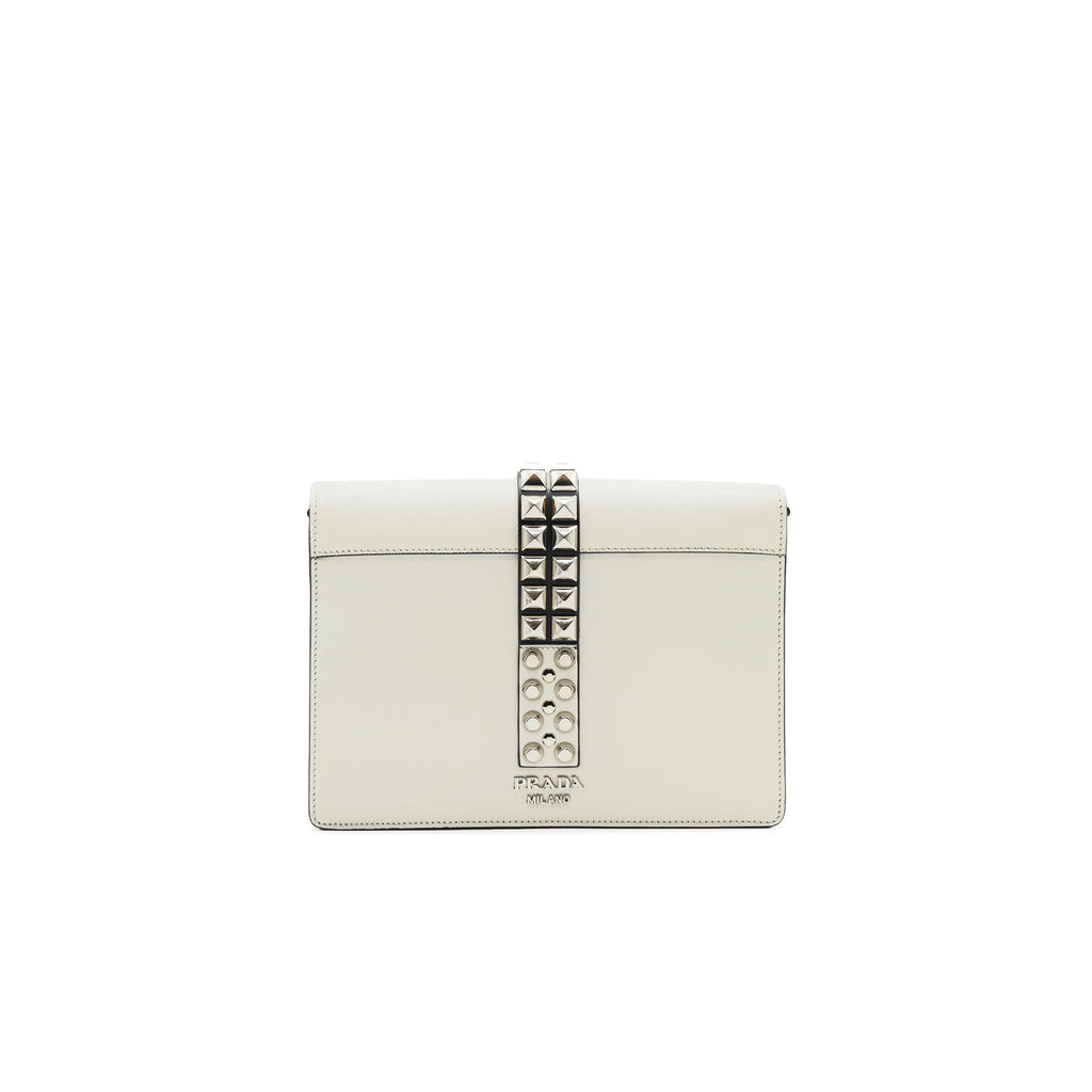 PRADA WOMAN'S MESSENGER BAG WHITE WITH SHW