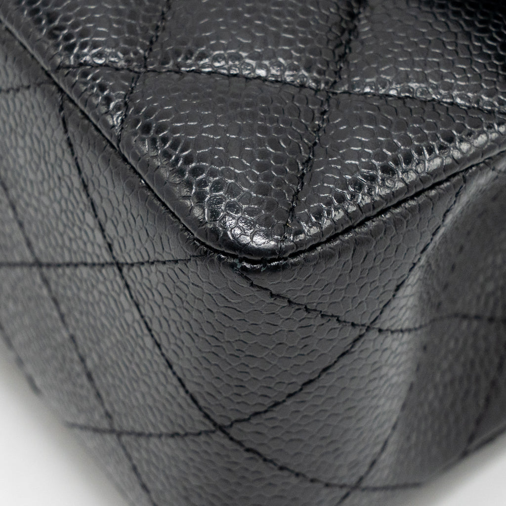 CHANEL SMALL CLASSIC DOUBLE FLAP BAG CAVIAR BLACK GHW (MICROCHIP)