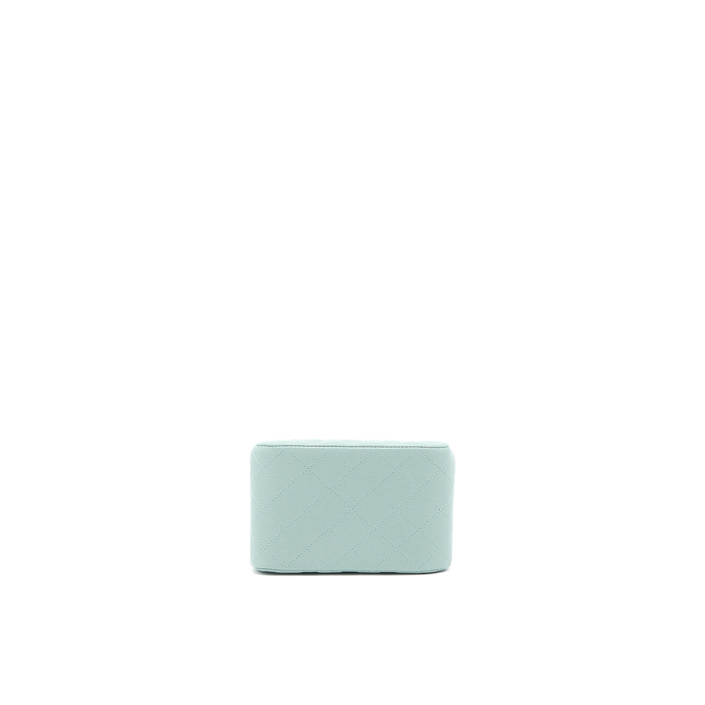 CHANEL 23C MINI BUCKET CAVIAR LIGHT GREY LGHW (MICROCHIP)