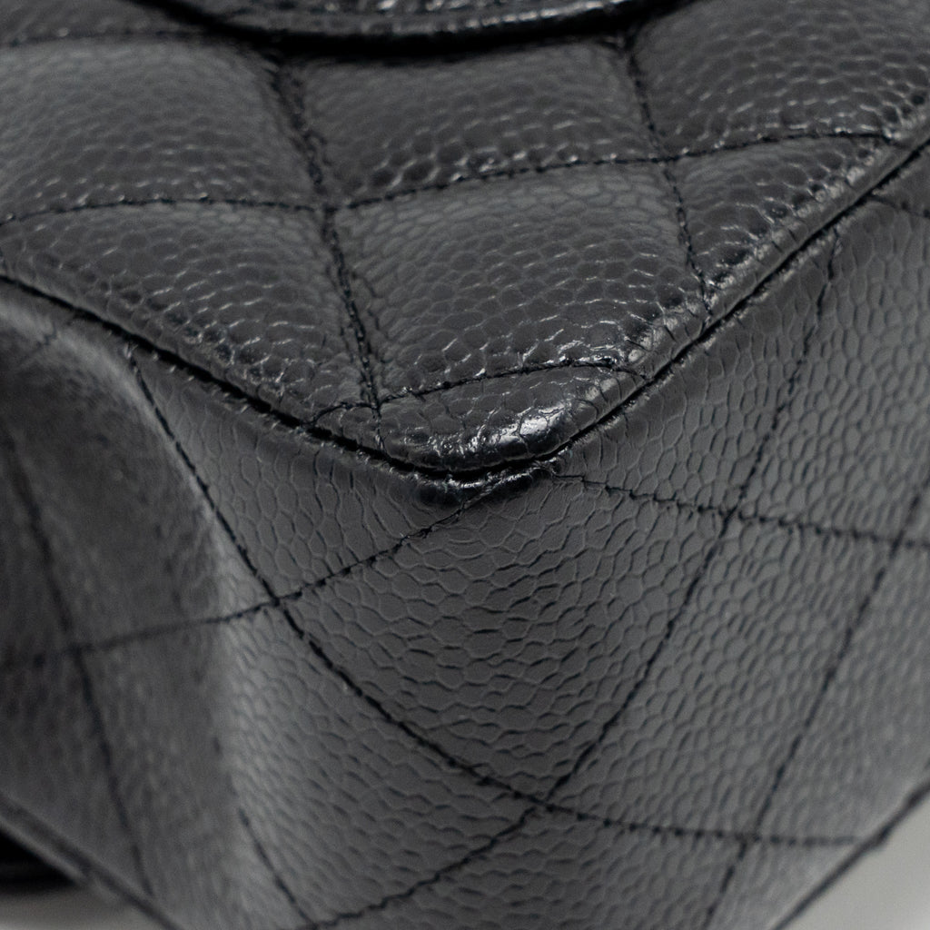 CHANEL SMALL CLASSIC DOUBLE FLAP BAG CAVIAR BLACK GHW (MICROCHIP)