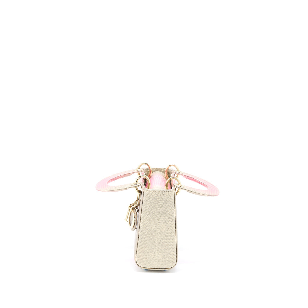 DIOR MINI LADY DIOR LIZARD PINK MULTICOLOUR LGHW