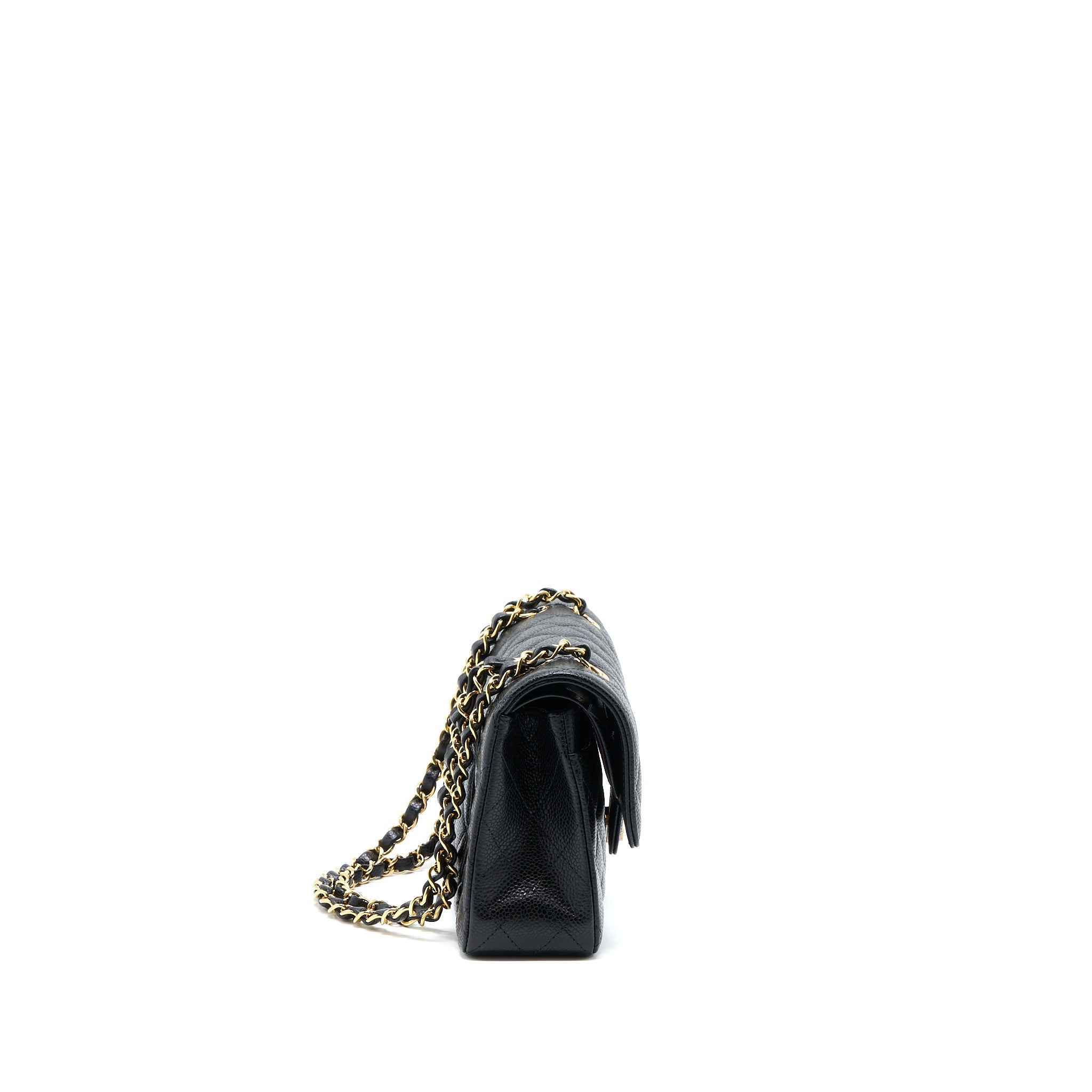 CHANEL SMALL CLASSIC FLAP BAG CAVIAR BLACK GHW (MICROCHIP)