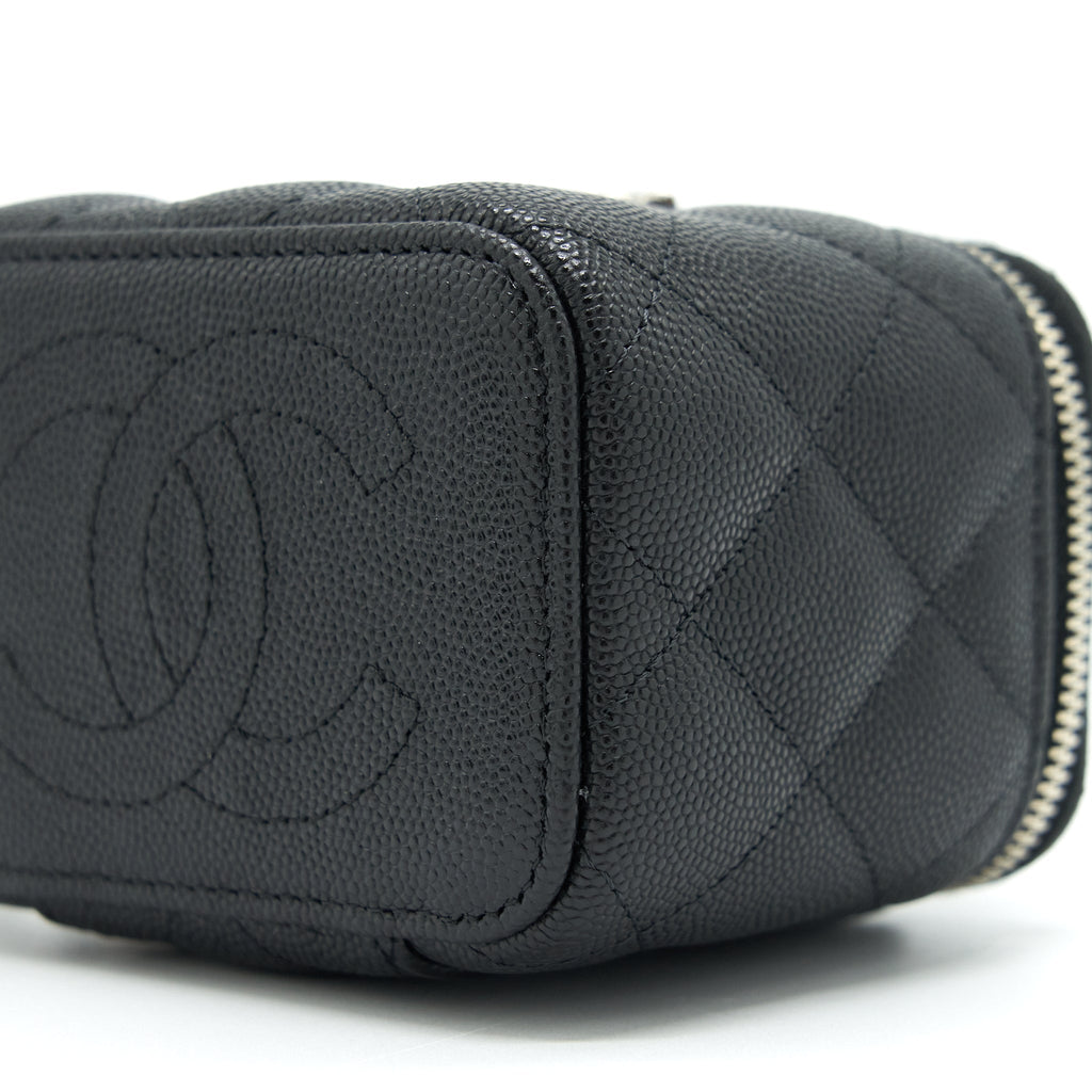 CHANEL 22S MINI VANITY WITH GIANT CHAIN CAVIAR BLACK WITH SHW