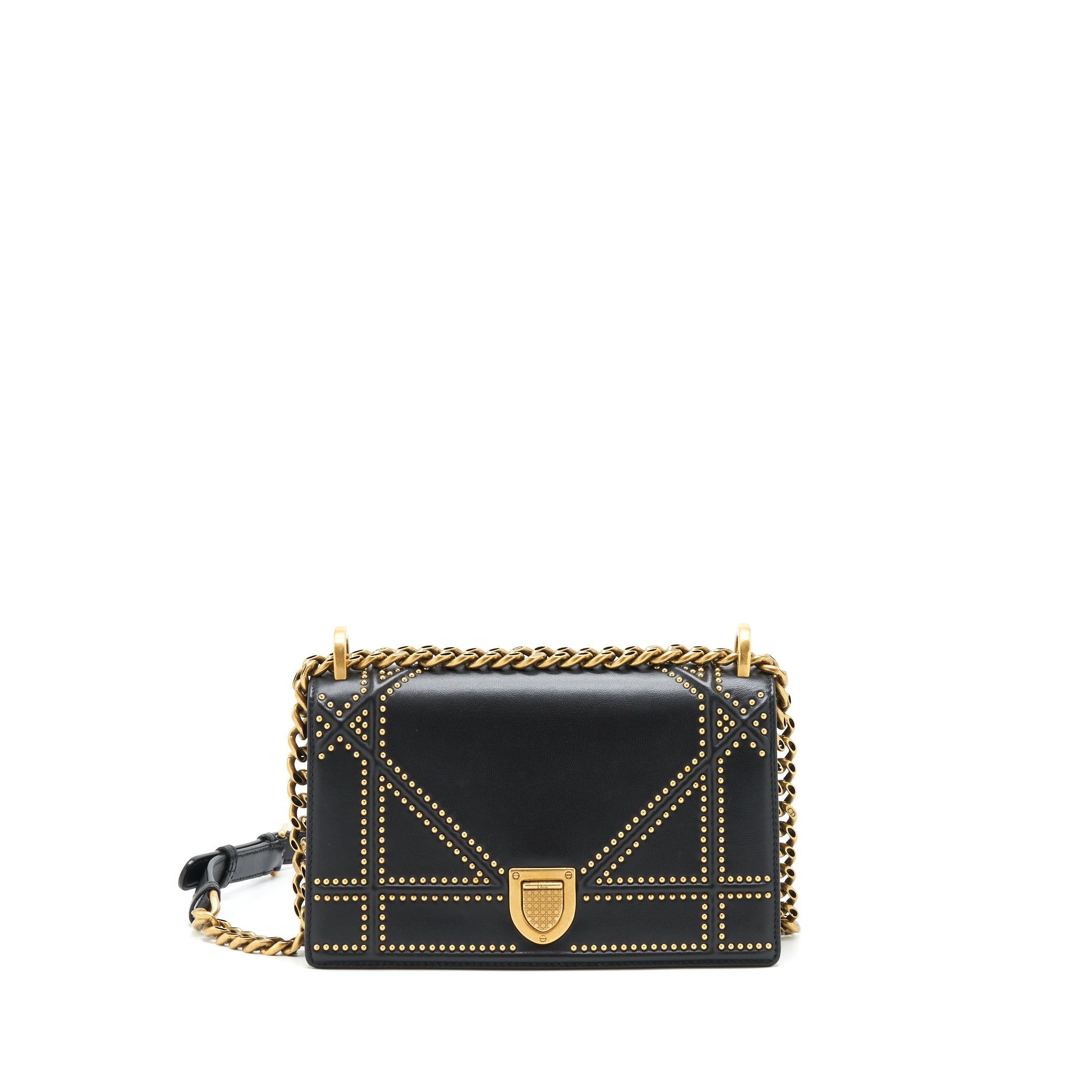 DIOR SMALL STUDDED DIORAMA BLACK GHW