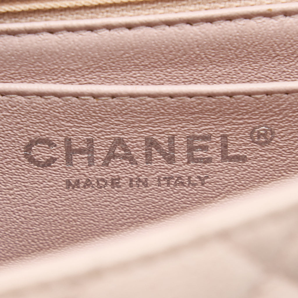 CHANEL MINI SQUARE FLAP BAG CAVIAR LIGHT PINK RUTHENIUM HARDWARE