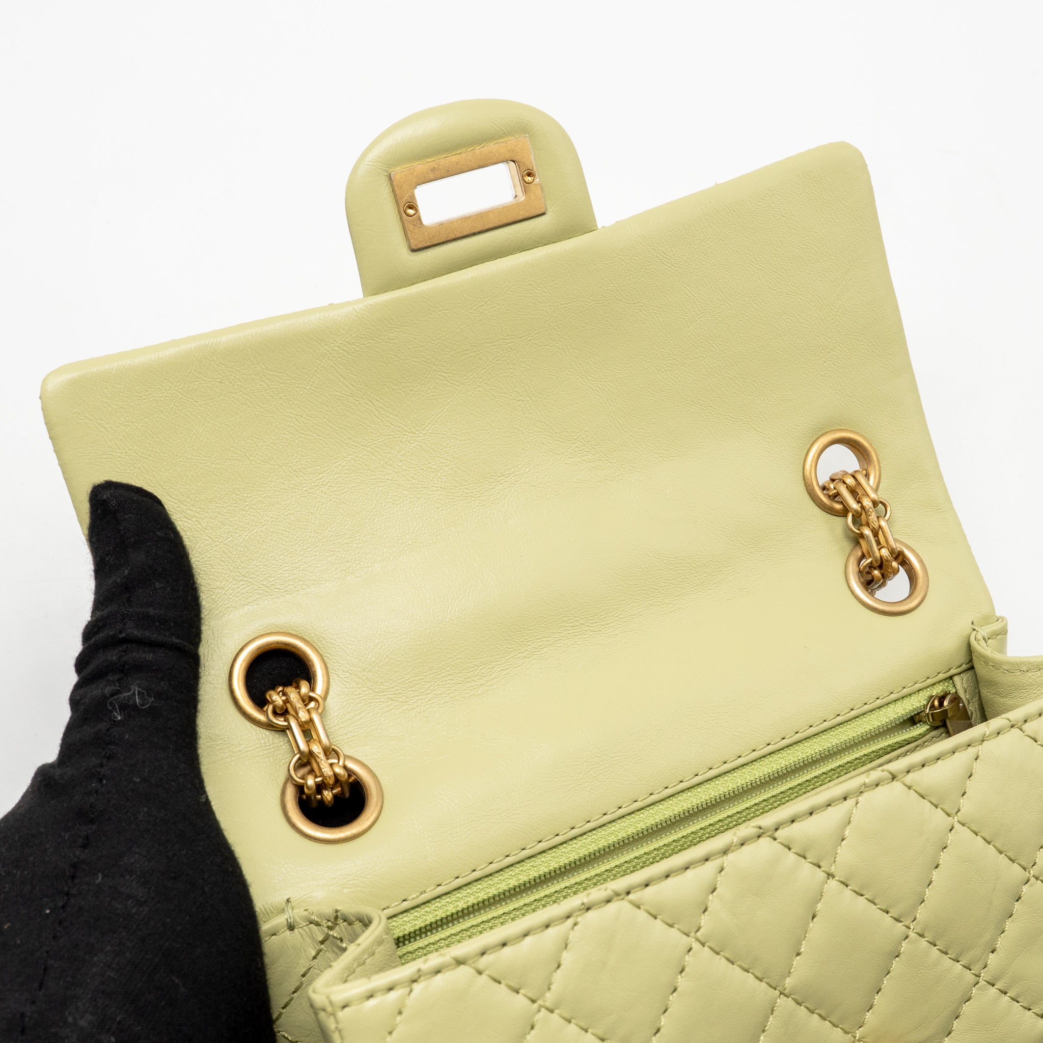 CHANEL MINI 2.55 REISSUE AGED CALFSKIN GREEN GHW