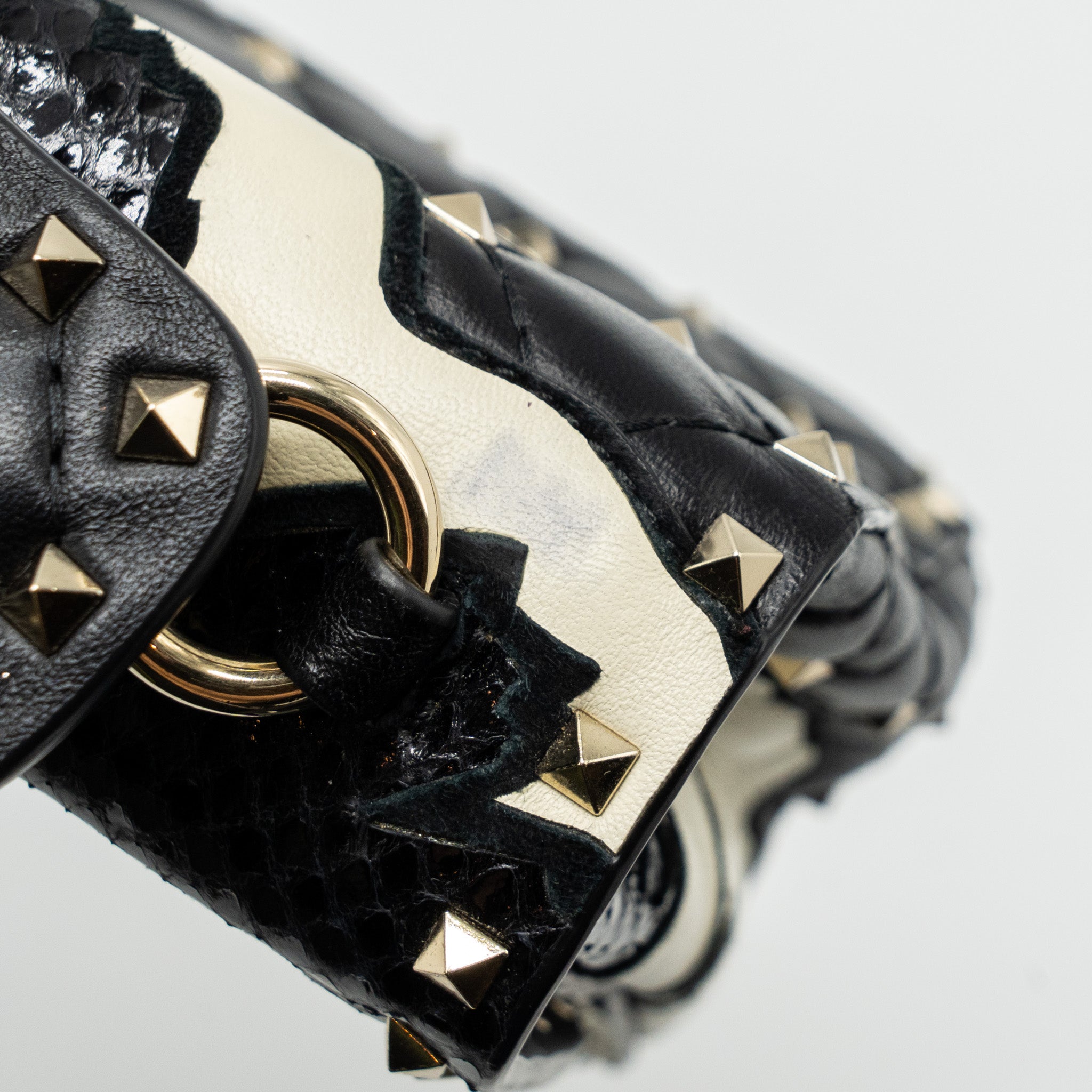 VALENTINO GARAVANI ROCKSTUD SPIKE SHOULDER BAG LEATHER/ PYTHON MULTICOLOUR LGHW