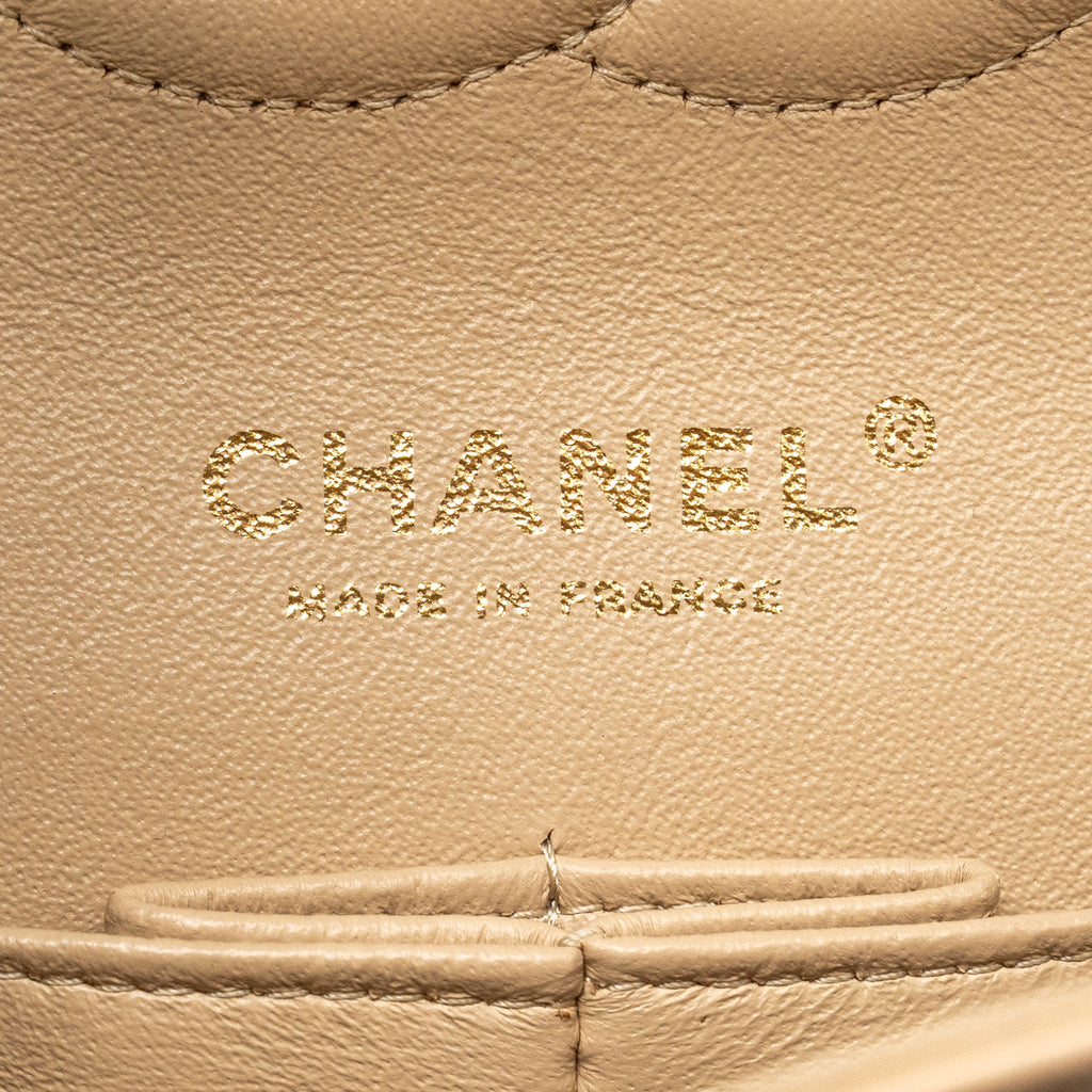 CHANEL MEDIUM CLASSIC DOUBLE FLAP BAG CAVIAR BEIGE GHW