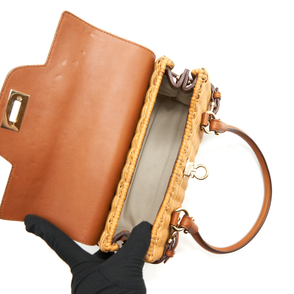 SALVATORE FERRAGAMO VINTAGE BAMBOO TOP HANDLE BAG