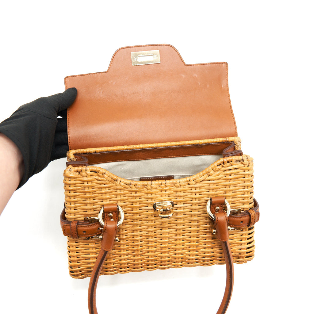 SALVATORE FERRAGAMO VINTAGE BAMBOO TOP HANDLE BAG