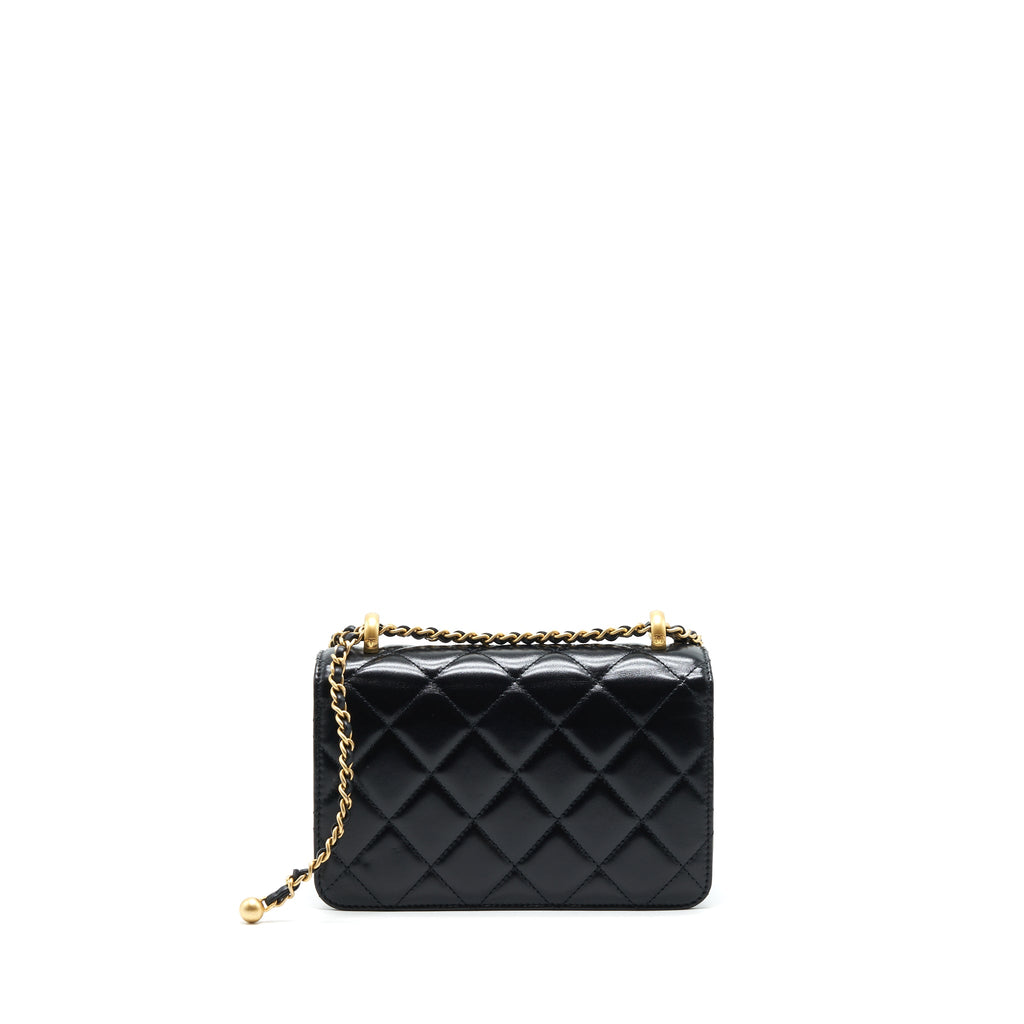 CHANEL 21A GOLD CRUSH FLAP BAG CALFSKIN BLACK GHW