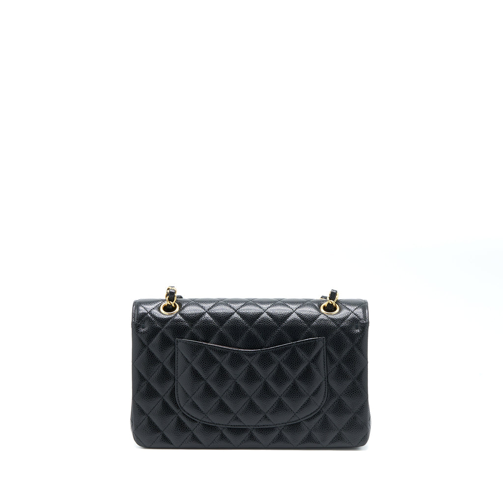 CHANEL MEDIUM CLASSIC DOUBLE FLAP BAG CAVIAR BLACK GHW (MICROCHIP)