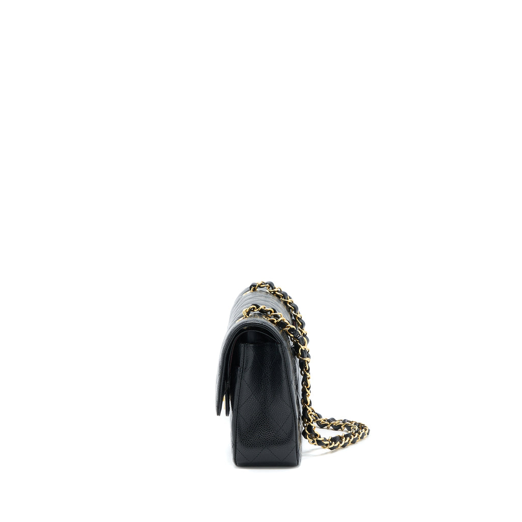 CHANEL MEDIUM CLASSIC DOUBLE FLAP BAG CAVIAR BLACK GHW (MICROCHIP)