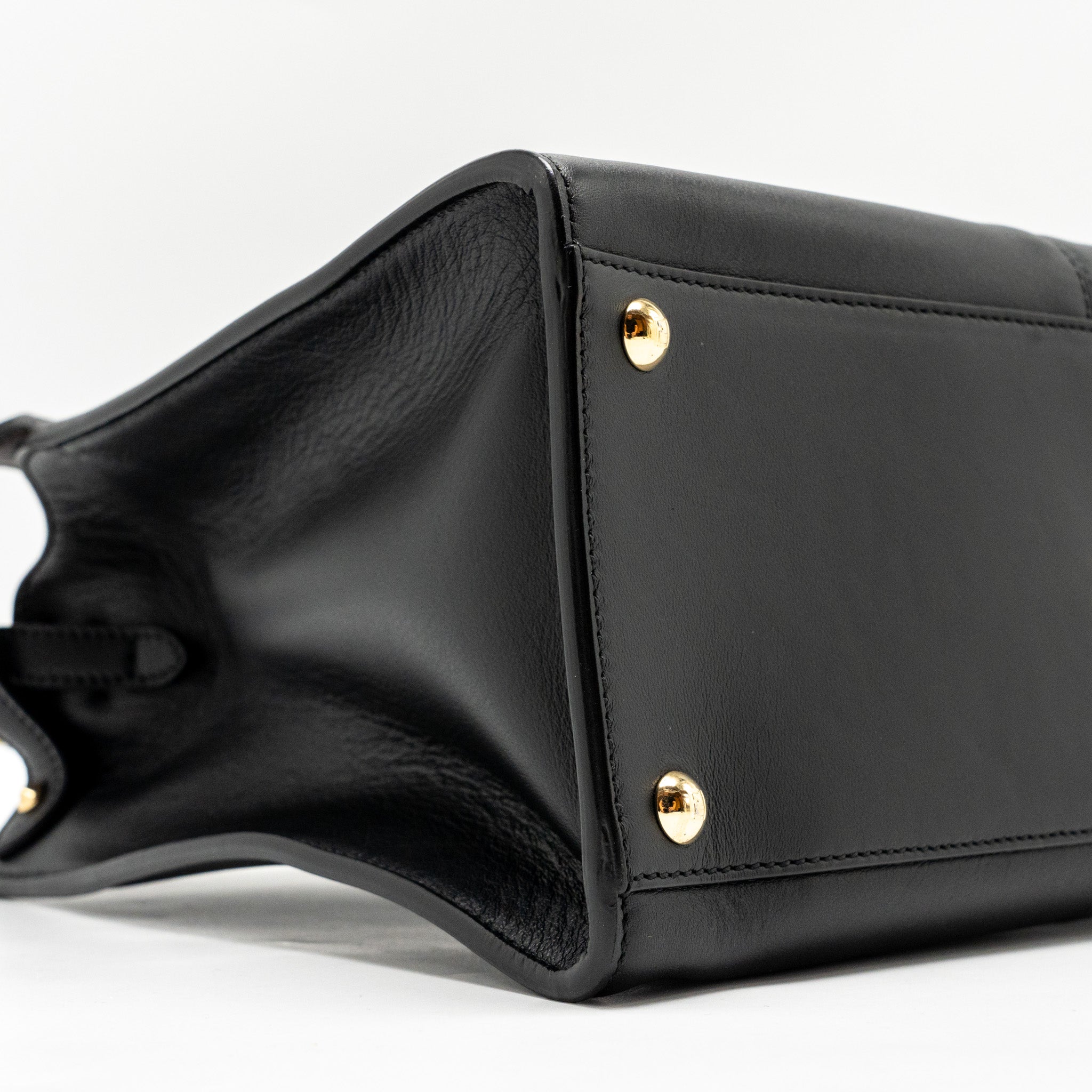 FENDI PEEKABOO X-LITE MEDIUM CALFSKIN BLACK GHW WITH FLOWERLAND STRAP