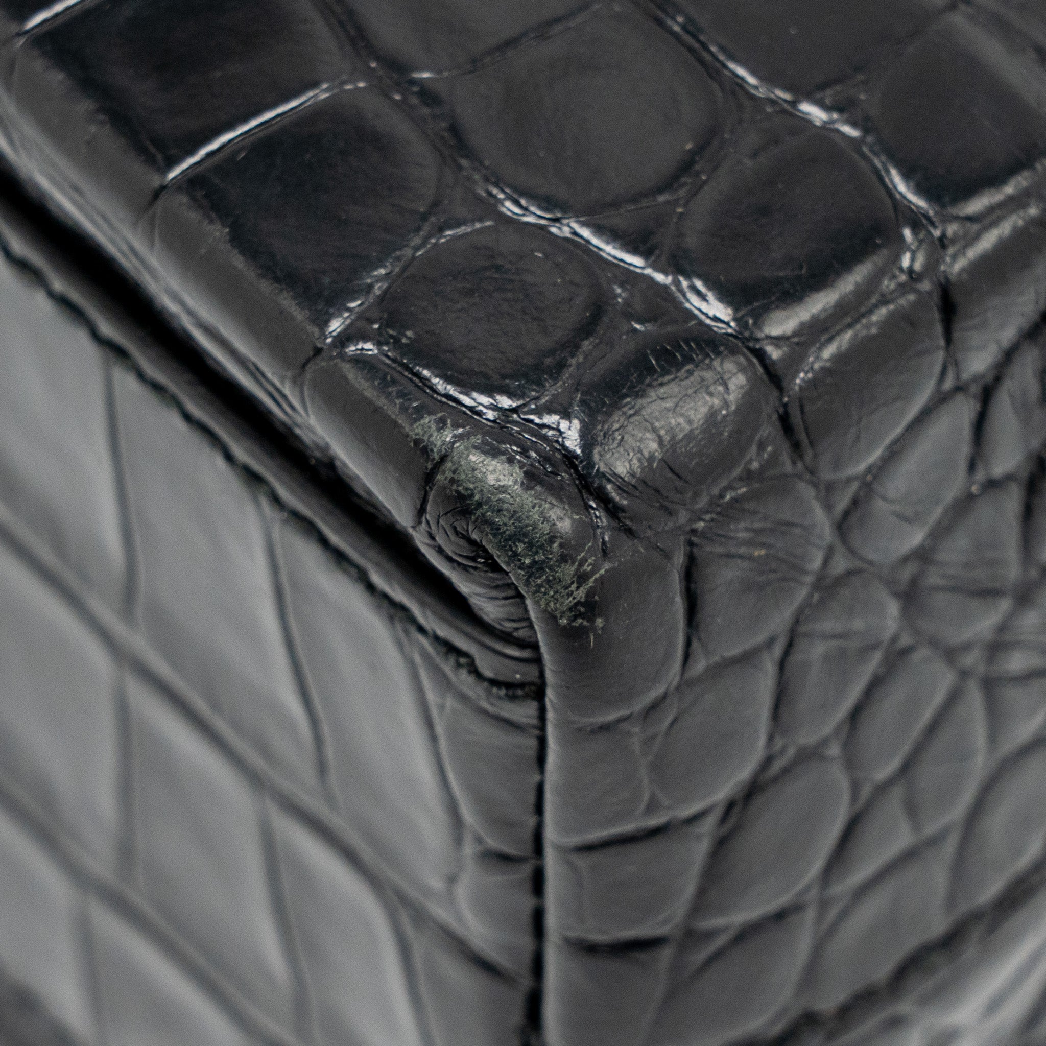 BALENCIAGA SHOPPING TOTE BAG XXS CROC EMBOSSED CALFSKIN BLACK SHW