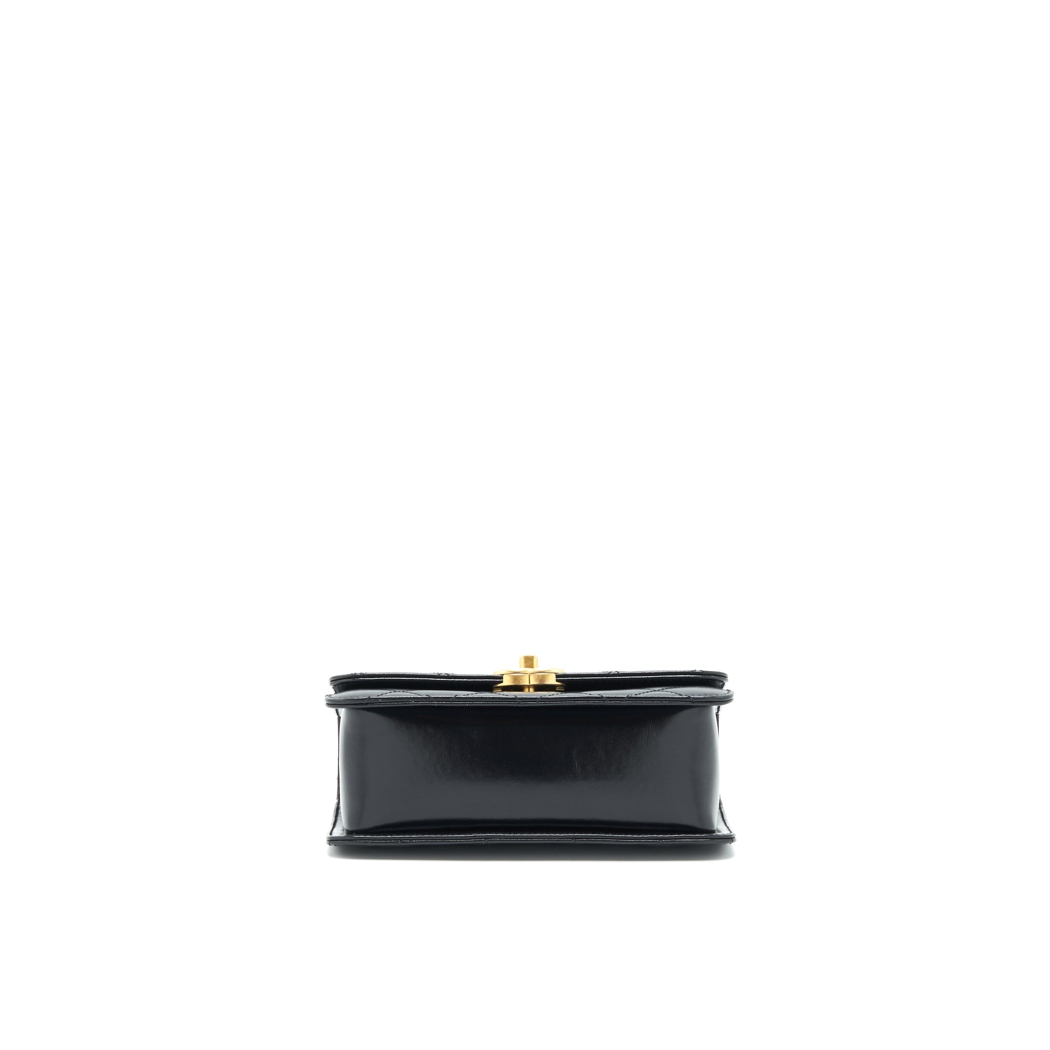CHANEL 21A GOLD CRUSH FLAP BAG CALFSKIN BLACK GHW