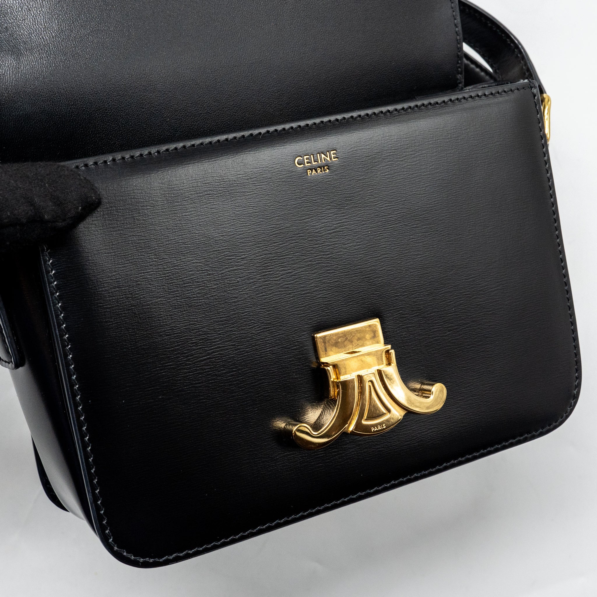 CELINE TEEN TRIOMPHE BAG SHINY CALFSKIN BLACK GHW