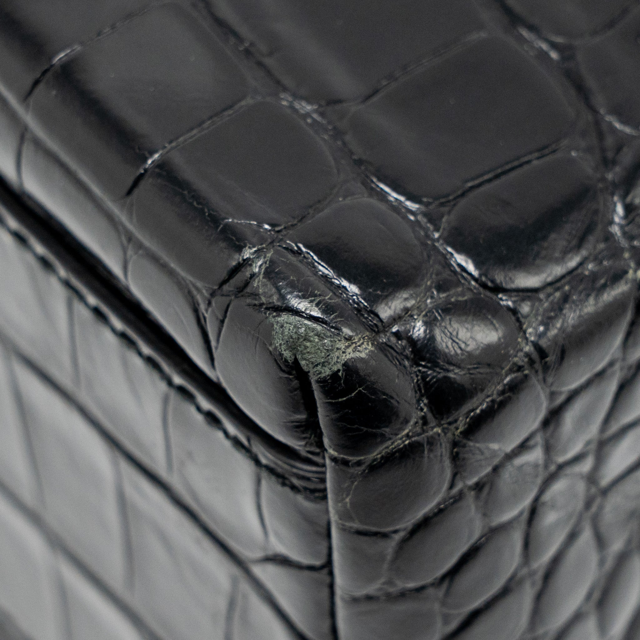 BALENCIAGA SHOPPING TOTE BAG XXS CROC EMBOSSED CALFSKIN BLACK SHW