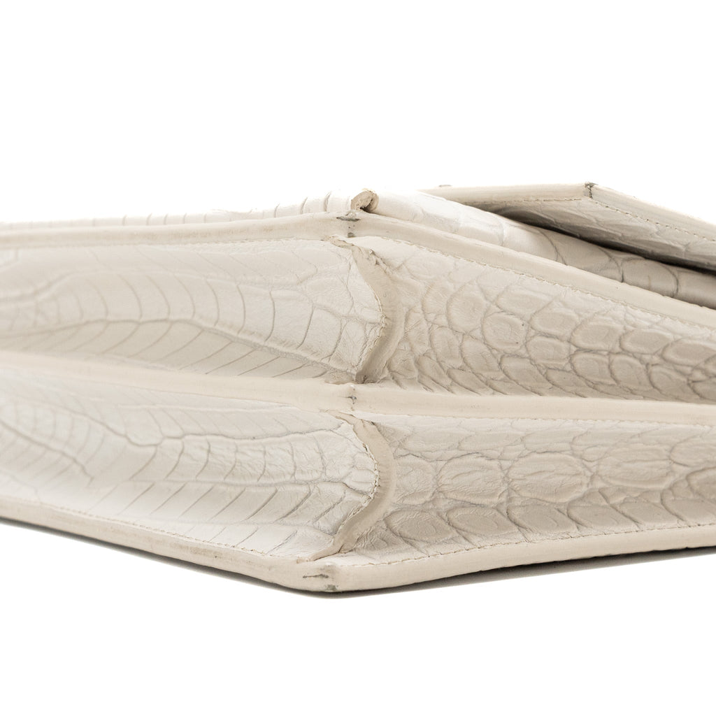 SAINT LAURENT/YSL SUNSET BAG CROCODILE EMBOSSED WHITE SHW