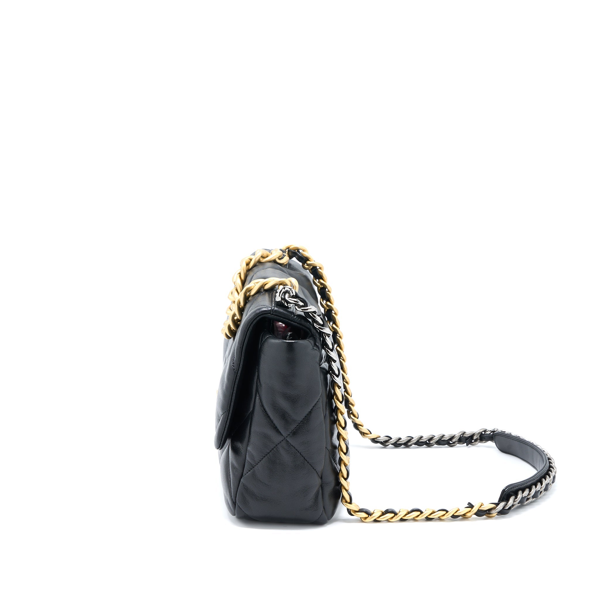 CHANEL MEDIUM 19 BAG LAMBSKIN BLACK MULTICOLOUR HARDWARE