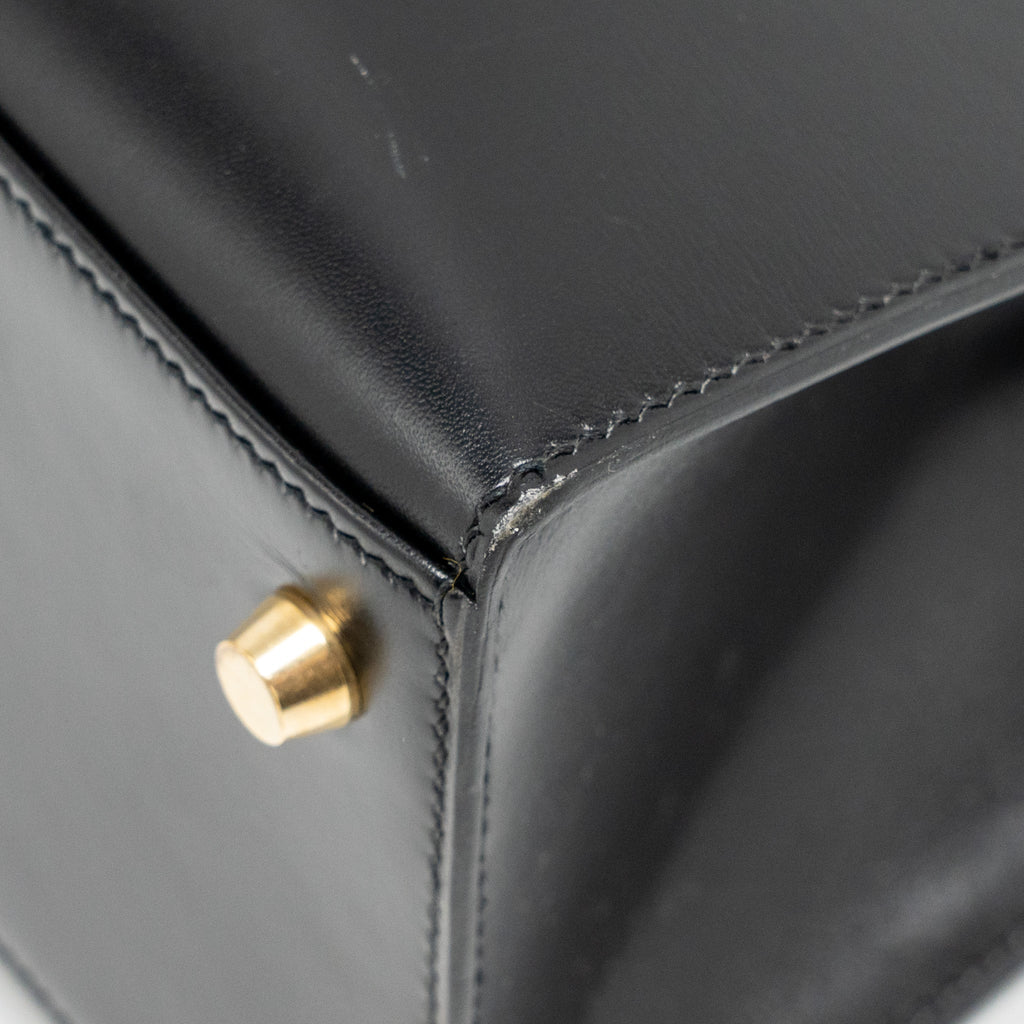 HERMES KELLY 32 BOX BLACK GHW