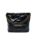CHANEL SMALL 22 BAG SHINY CALFSKIN BLACK GHW (MICROCHIP)