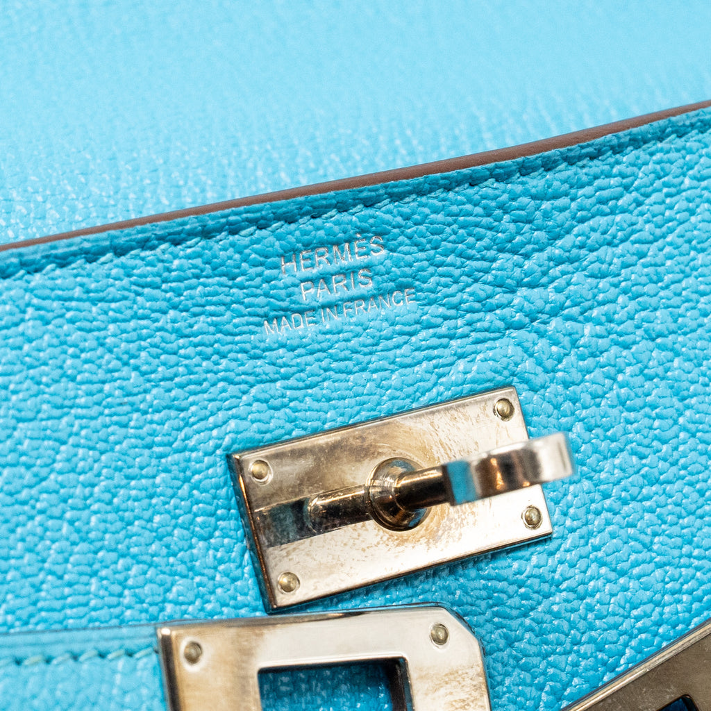 HERMES KELLY LONG WALLET CHEVRE MYSORE LEATHER BLUE AZTEQUE SHW