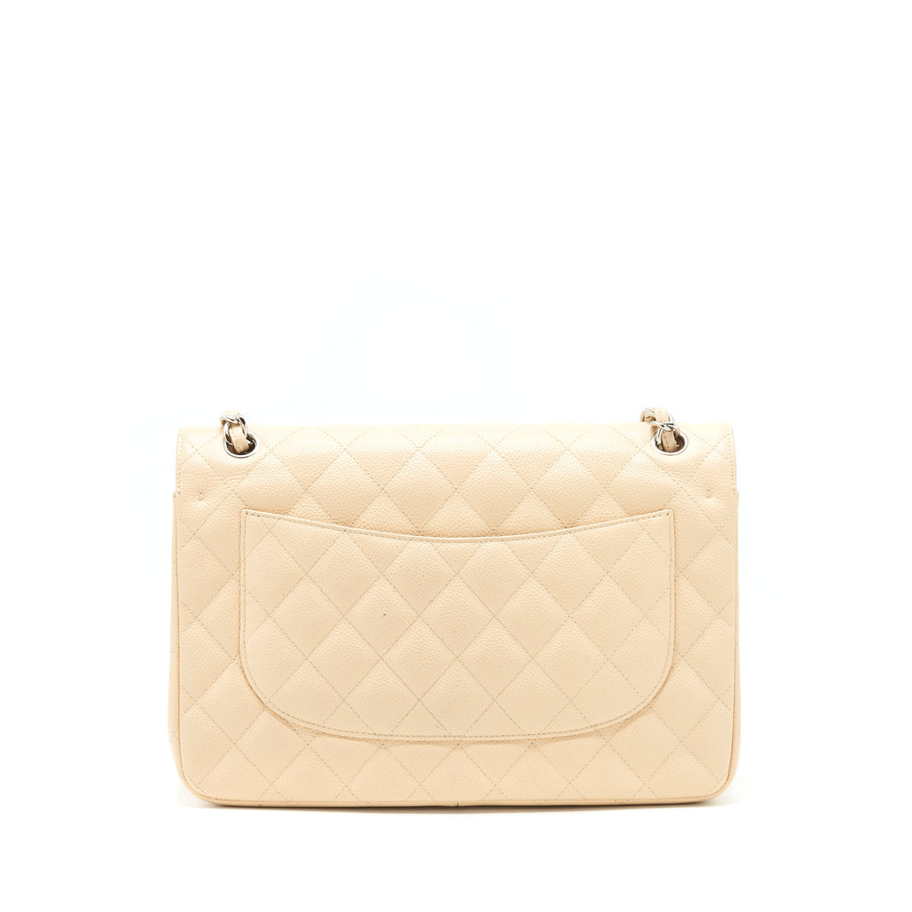 CHANEL CLASSIC JUMBO DOUBLE FLAP BAG CAVIAR BEIGE SHW
